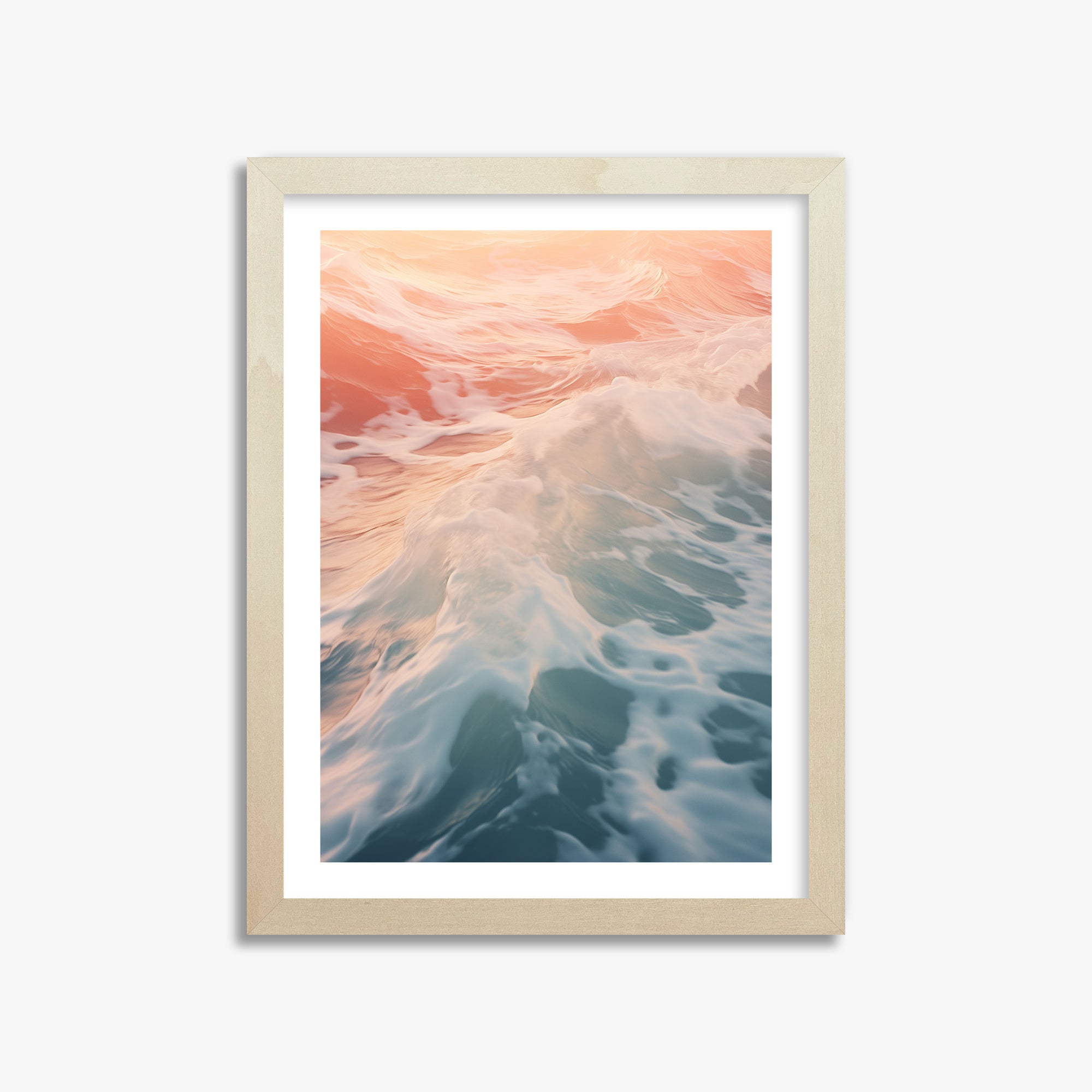 Sunset Tide Whisper, 30x40cm Framed Art Reproduction With Lime Wood Frame