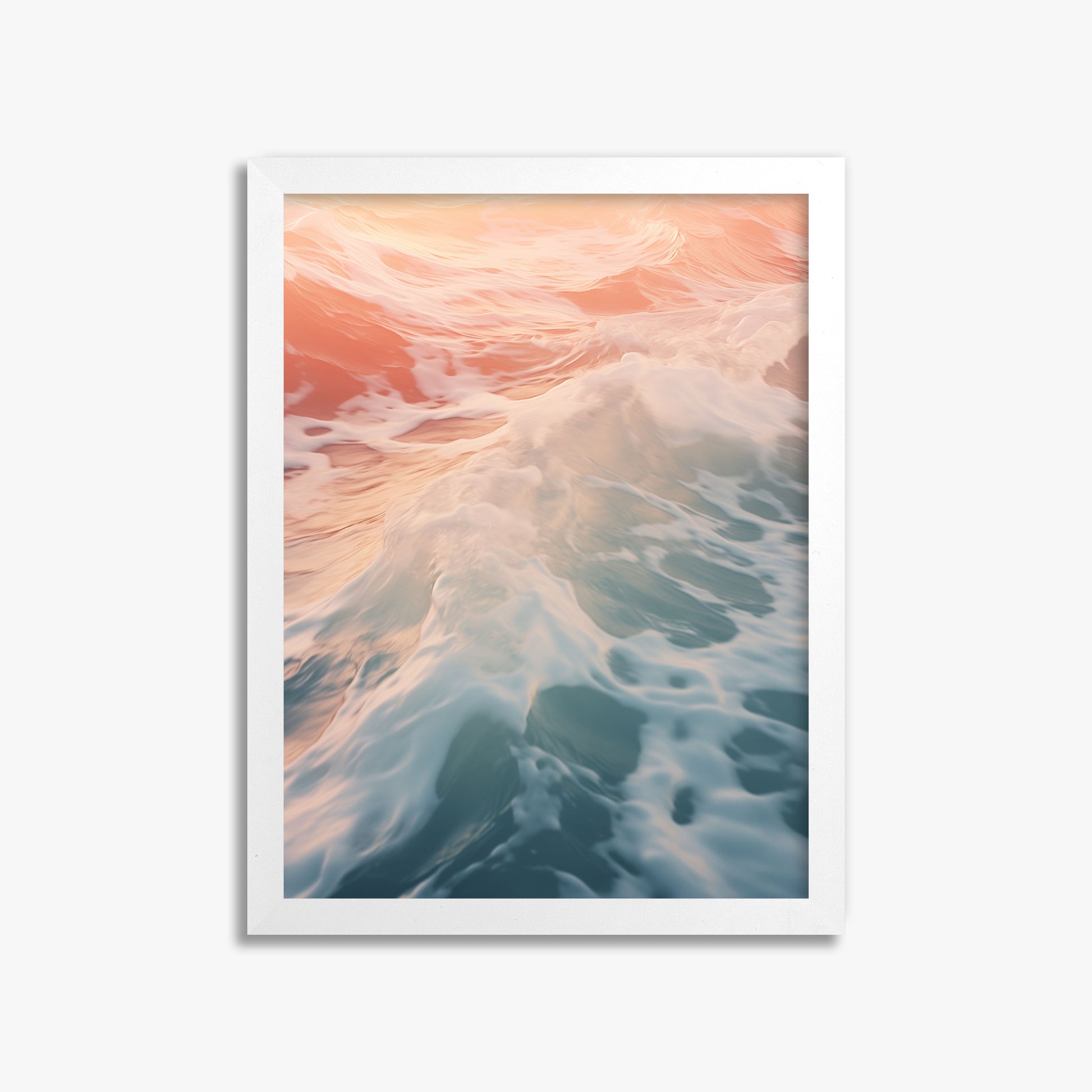 Sunset Tide Whisper, 30x40cm Framed Poster With White Frame