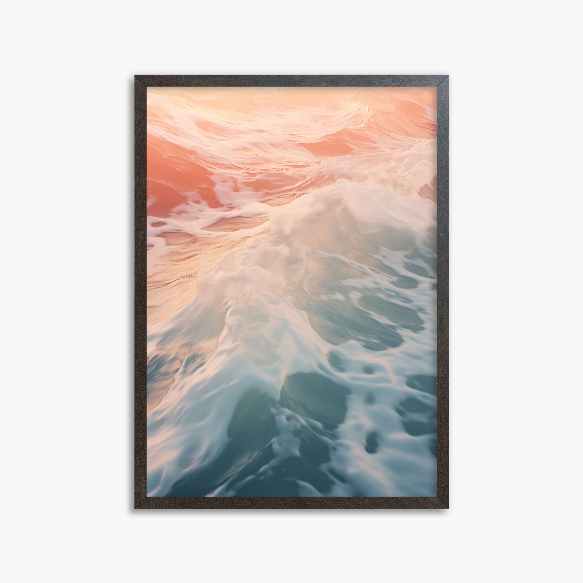 Sunset Tide Whisper, 50x70cm Framed Art Reproduction With Espresso Frame