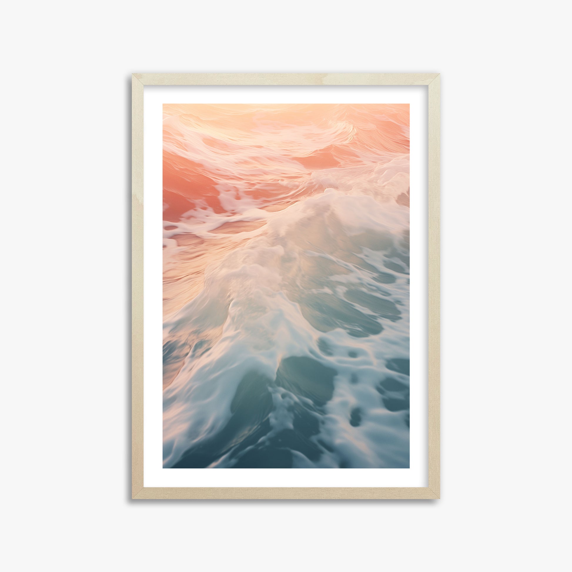 Sunset Tide Whisper, 50x70cm Framed Art Reproduction With Lime Wood Frame