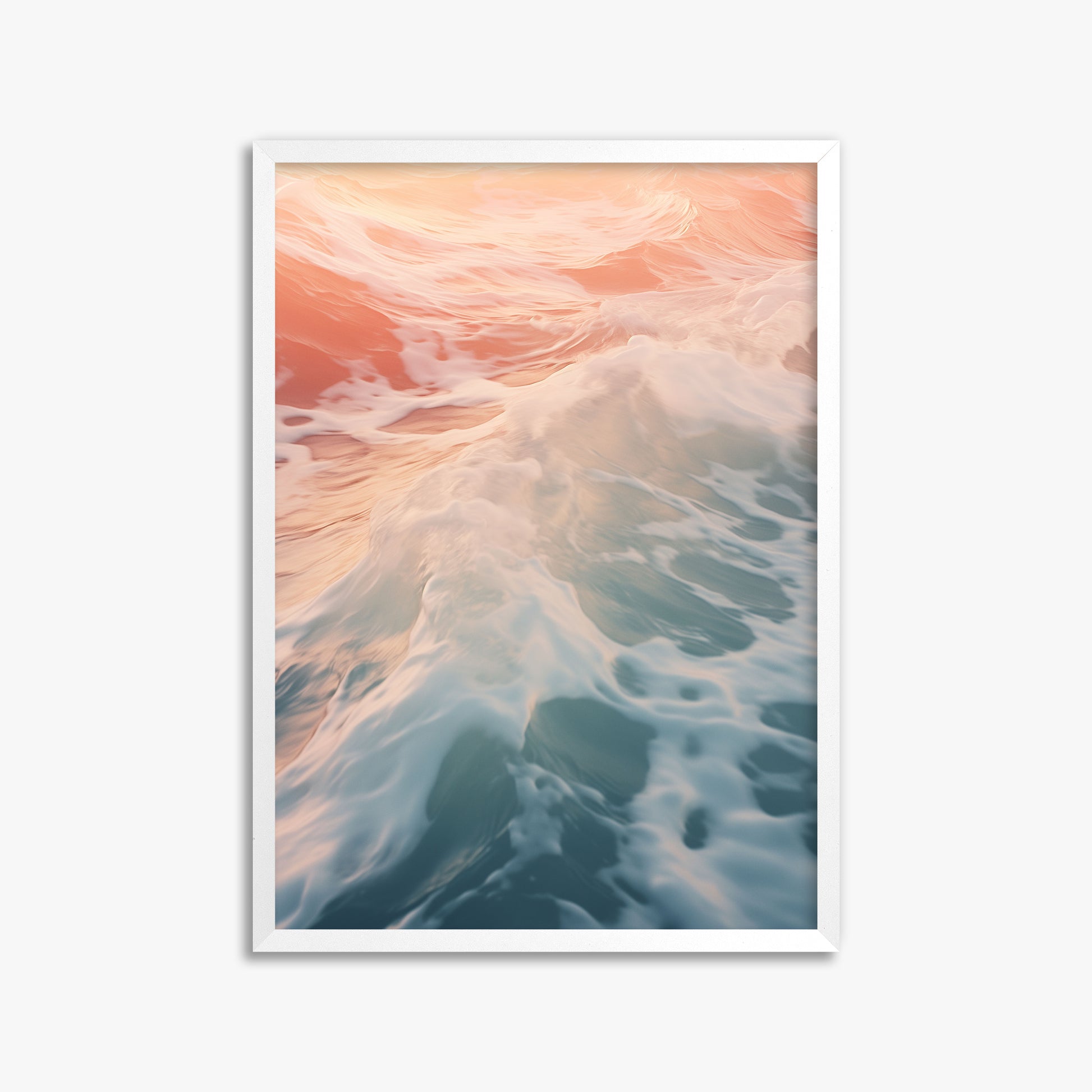 Sunset Tide Whisper, 50x70cm Framed Poster With White Frame