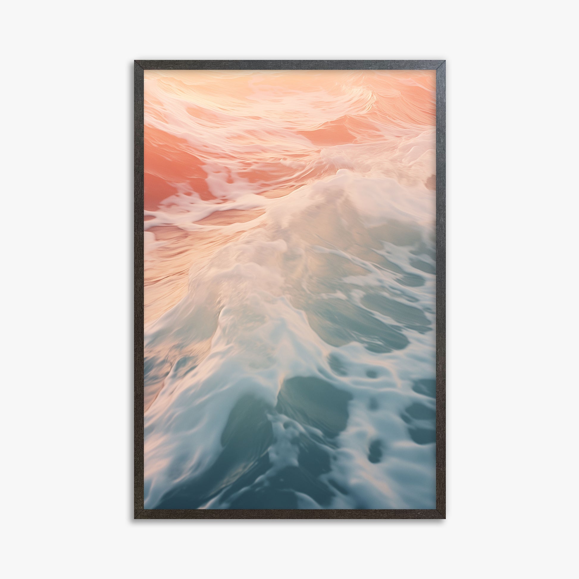 Sunset Tide Whisper, 61x91cm Framed Art Reproduction With Espresso Frame