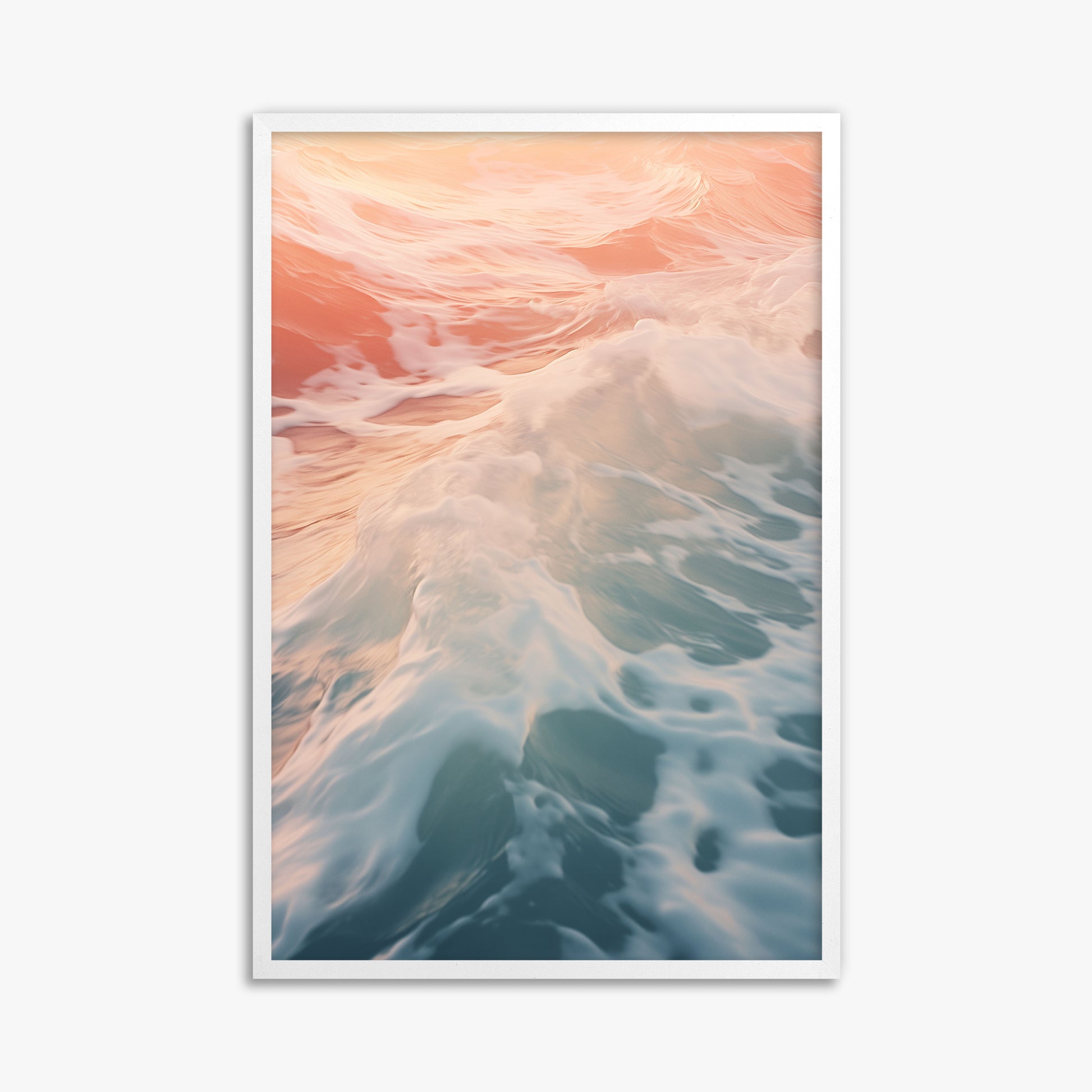 Sunset Tide Whisper, 61x91cm Framed Poster With White Frame