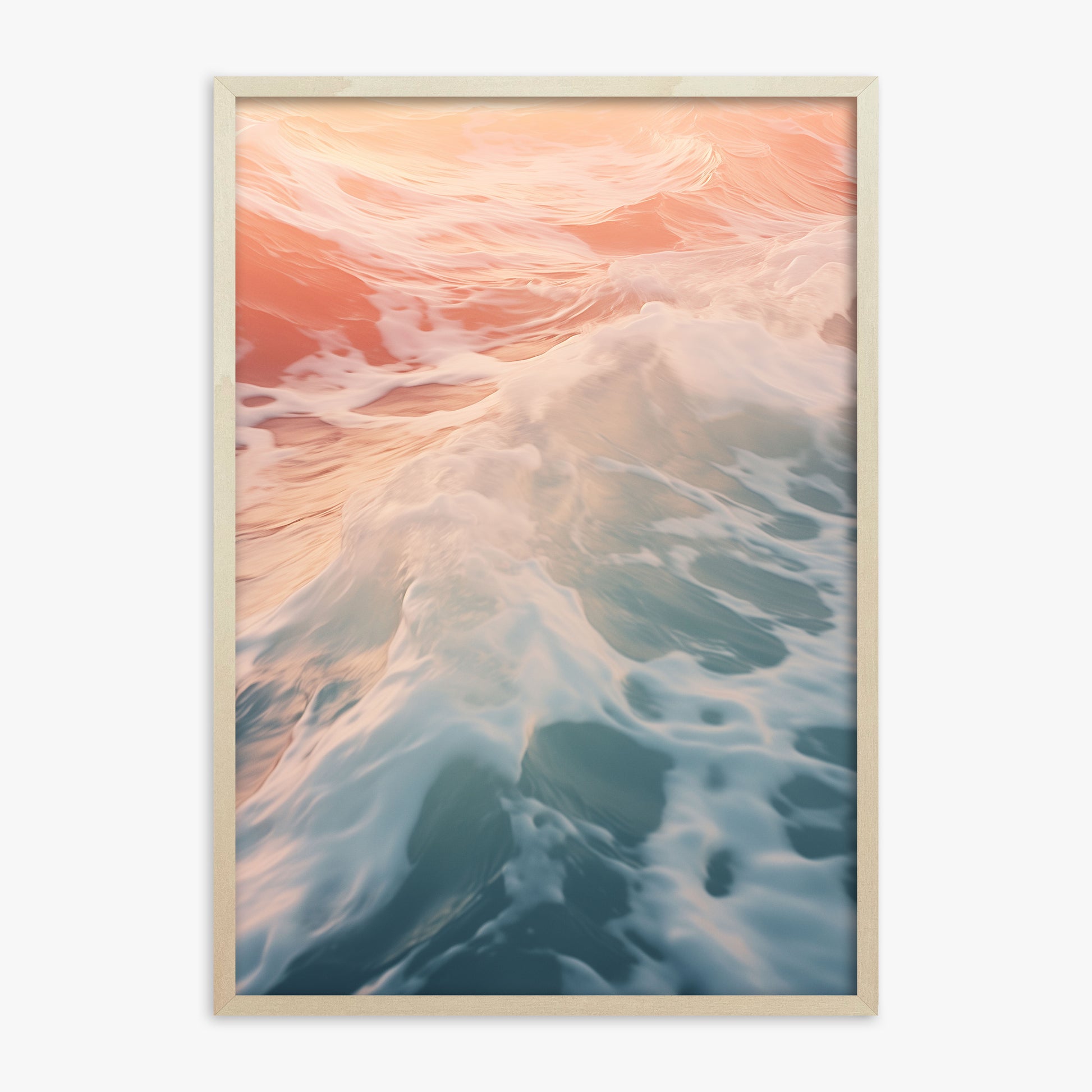 Sunset Tide Whisper, 70x100cm Framed Art Reproduction With Lime Wood Frame