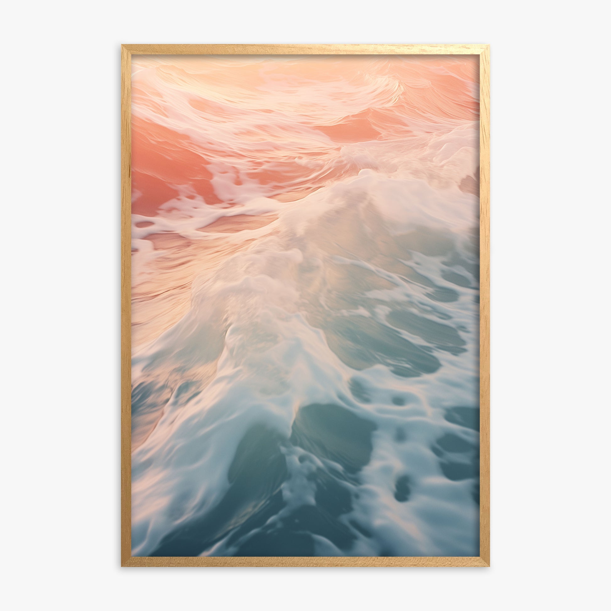 Sunset Tide Whisper, Oak Framed Poster With Oak Frame