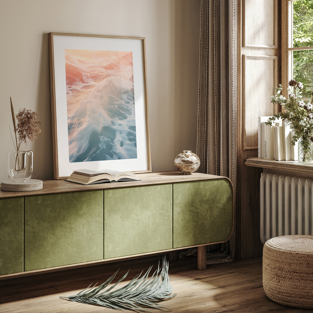 Sunset Tide Whisper, 50x70cm Framed Poster With Black Frame