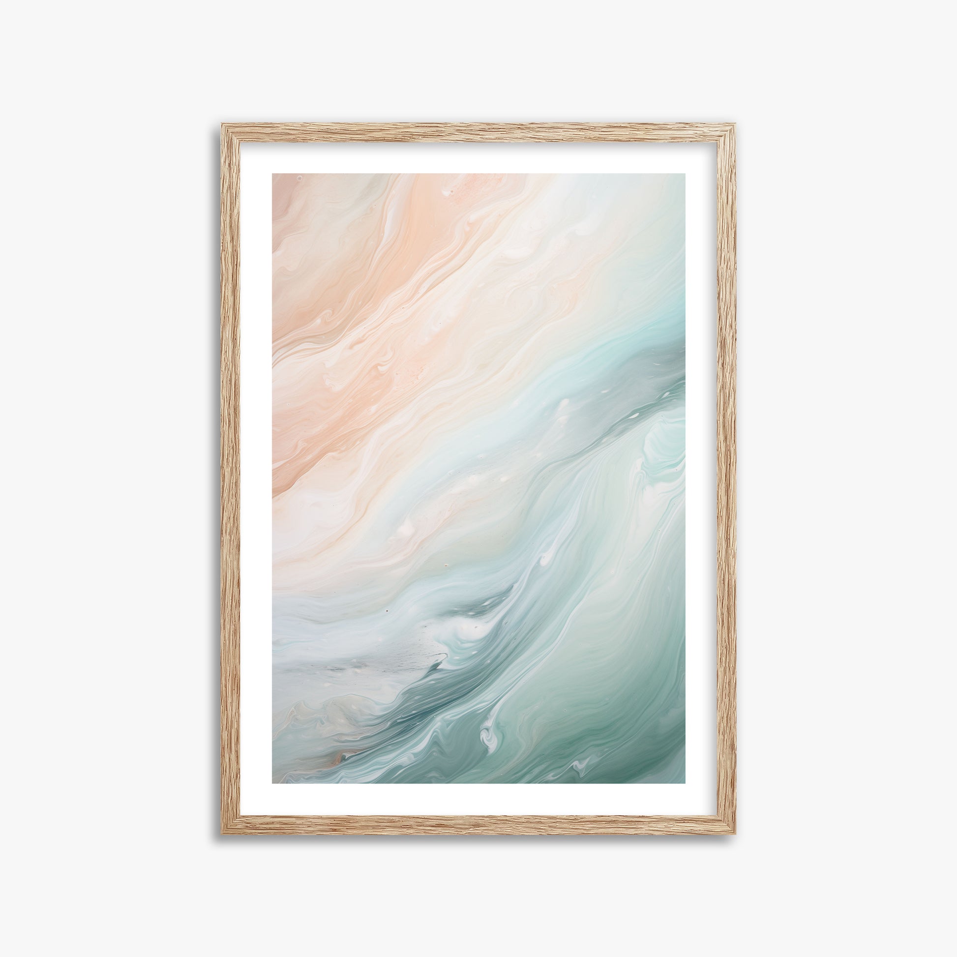 Coastal Dreams Marble, 50x70cm Framed Poster With Raw Oak Frame