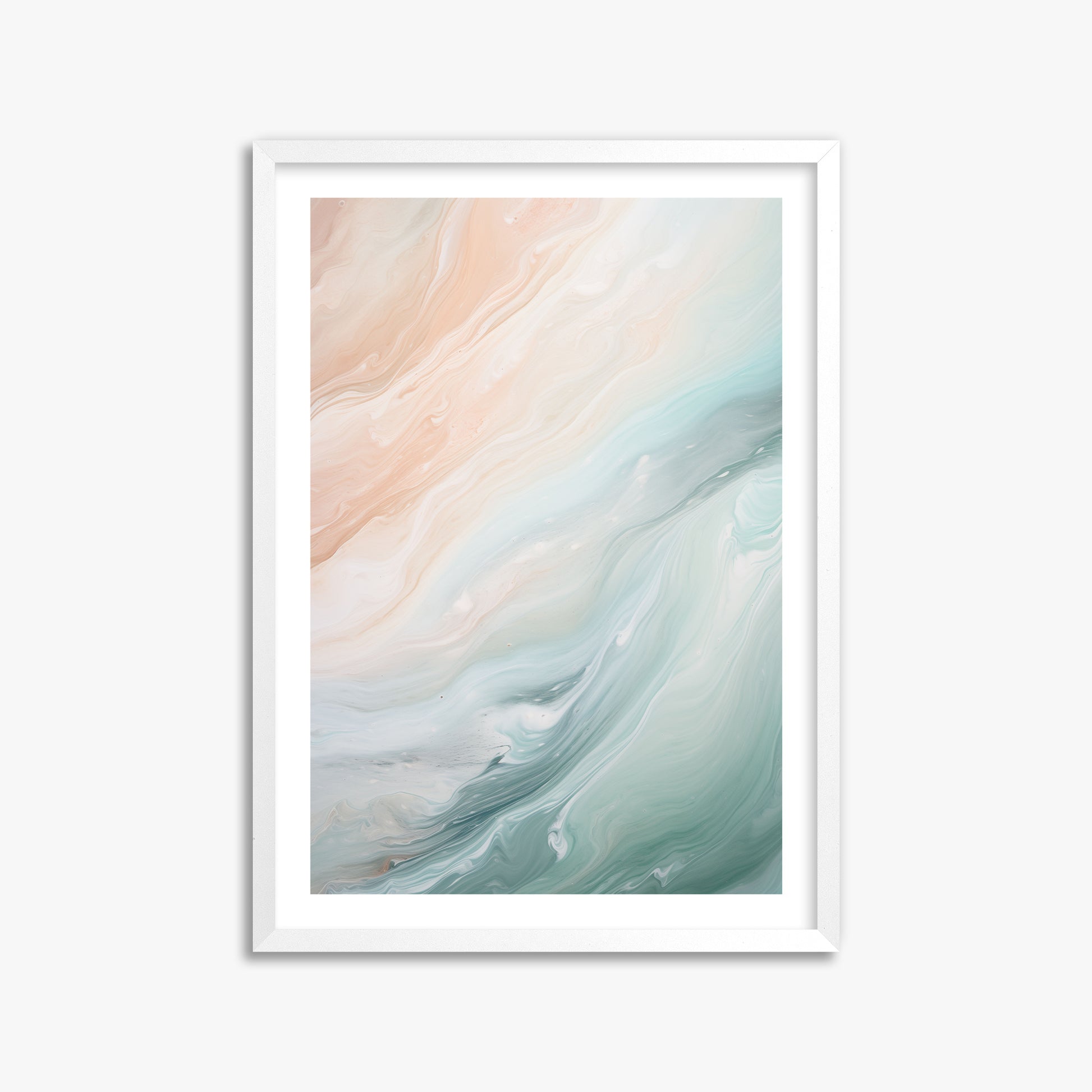 Coastal Dreams Marble, 50x70cm Framed Poster With White Frame