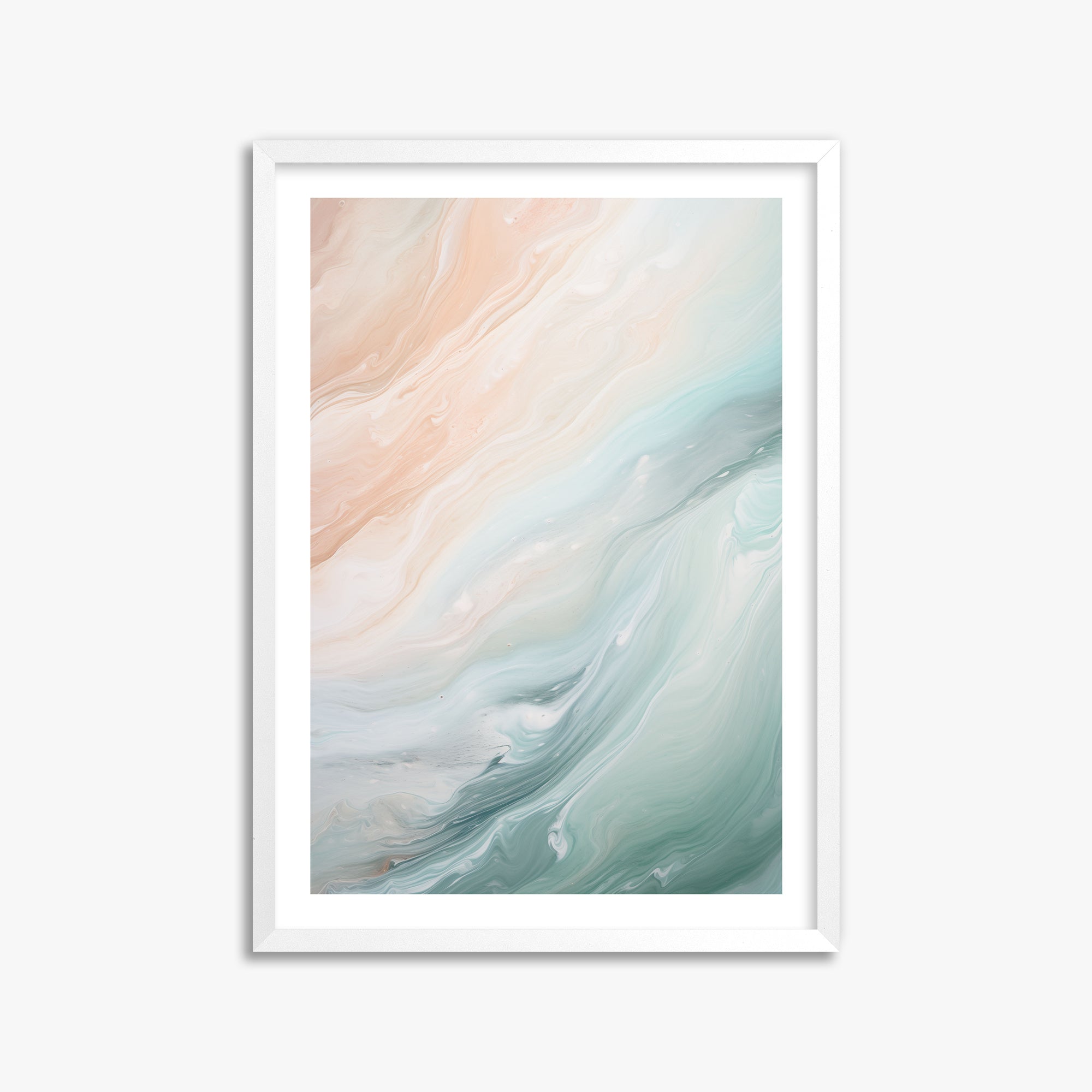 Coastal Dreams Marble, 50x70cm Framed Poster With White Frame