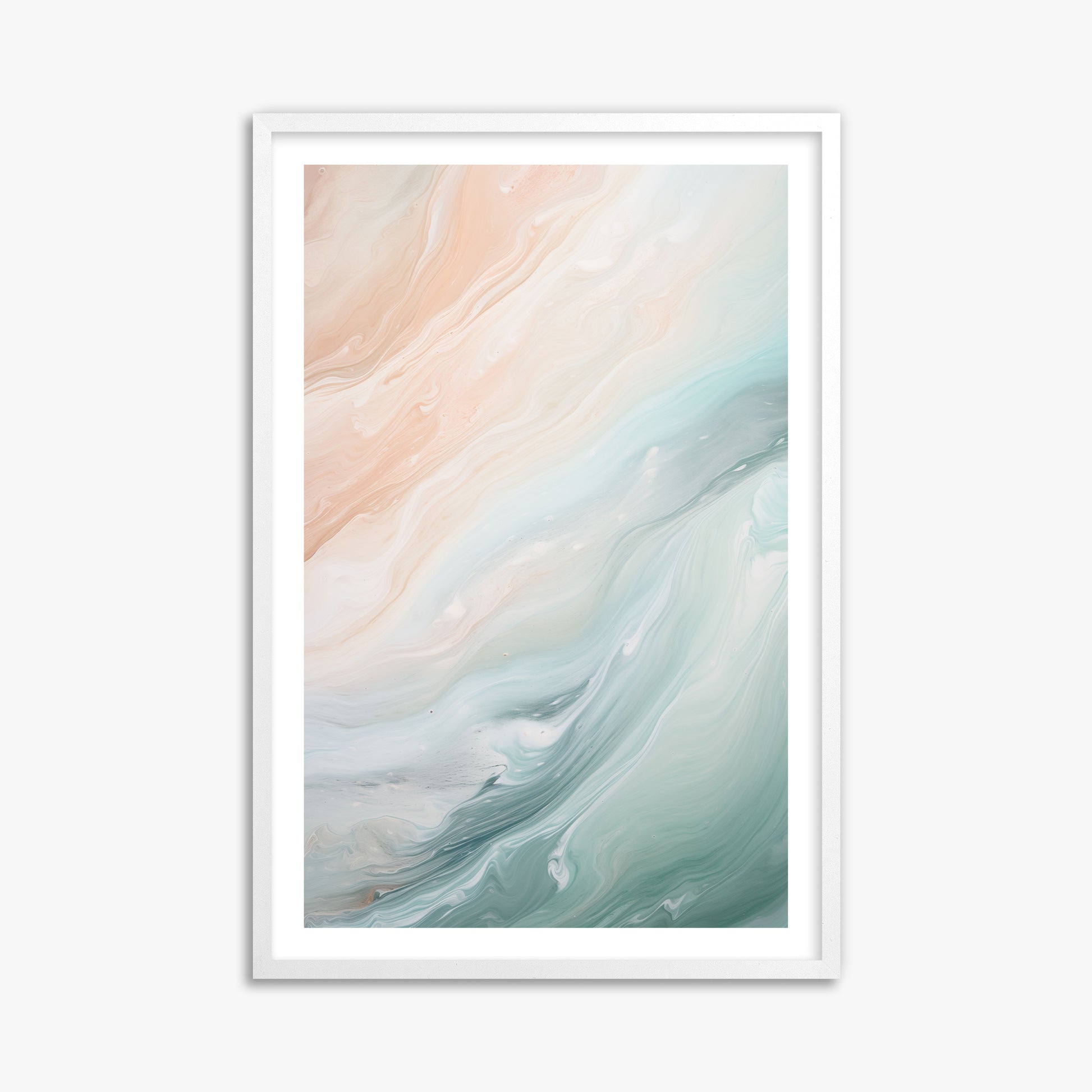 Coastal Dreams Marble, 61x91cm Framed Poster With White Frame