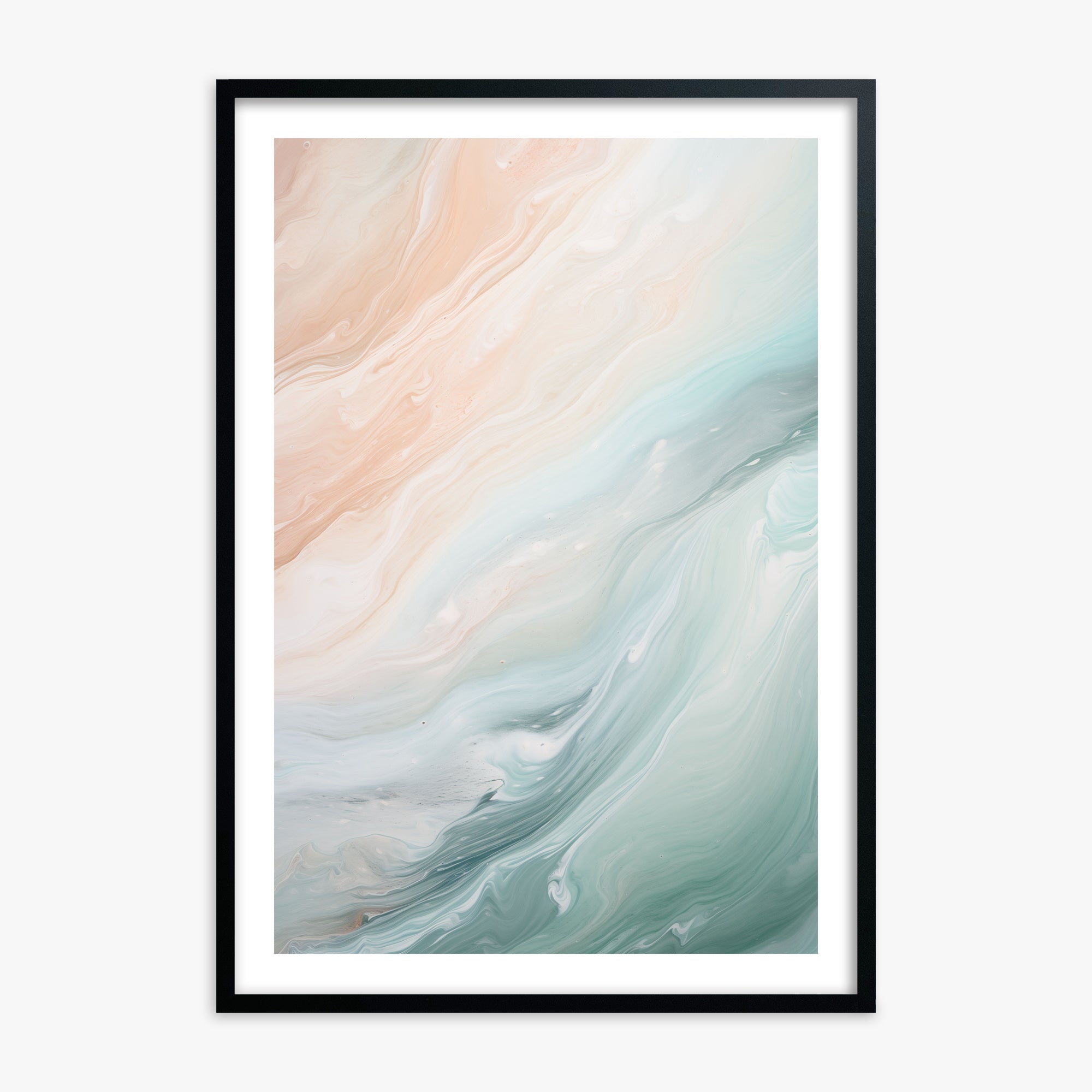Coastal Dreams Marble, 70x100cm Framed Poster With Black Frame