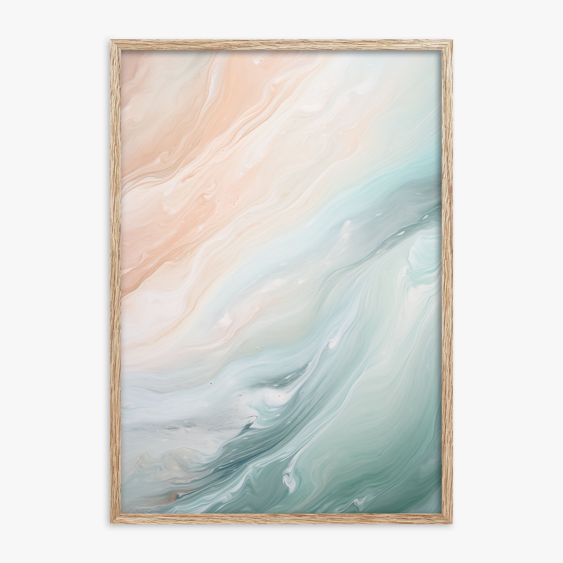 Coastal Dreams Marble, 70x100cm Framed Poster With Raw Oak Frame