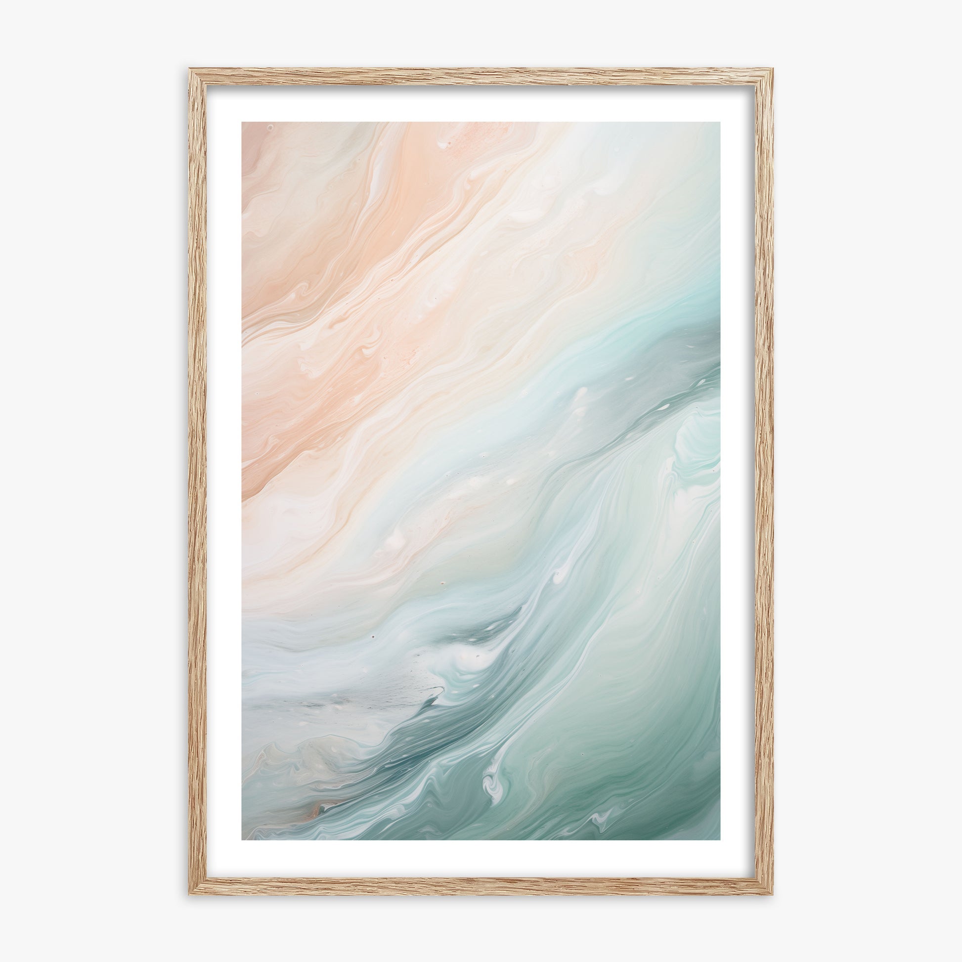 Coastal Dreams Marble, 70x100cm Framed Poster With Raw Oak Frame