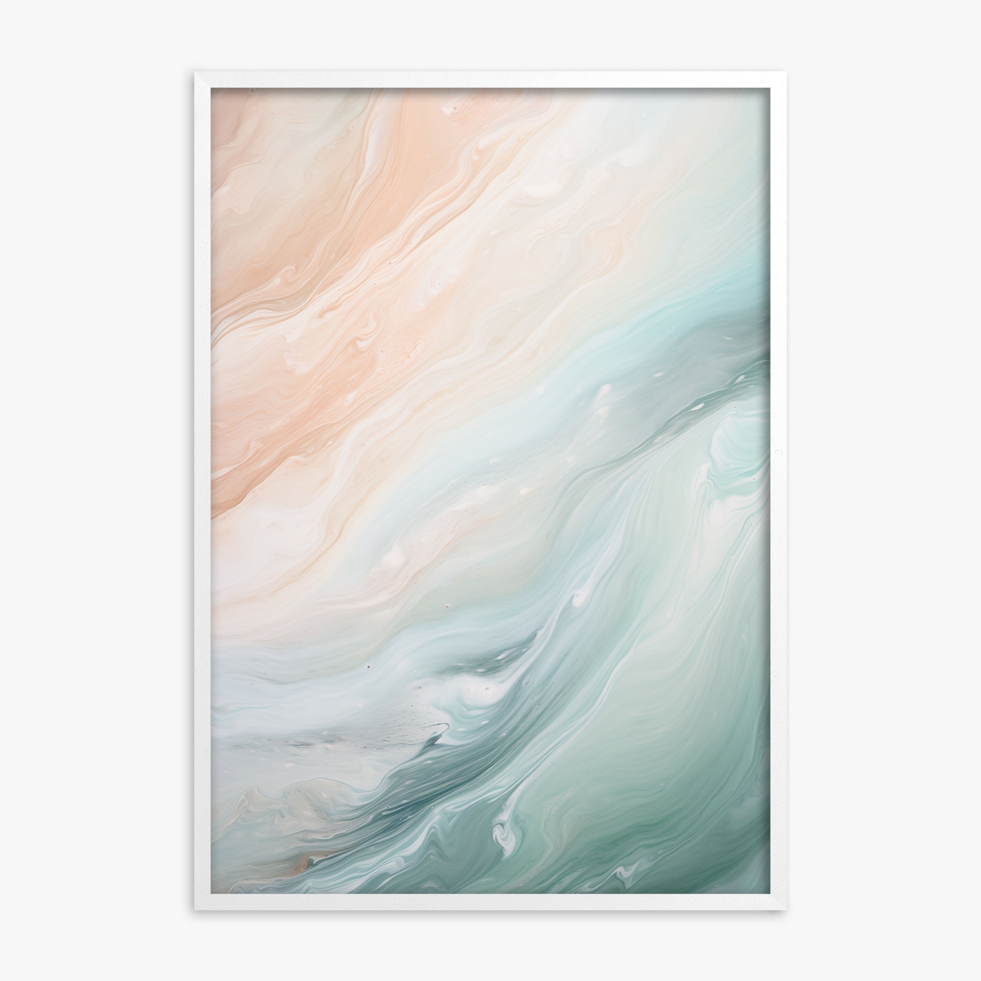 Coastal Dreams Marble, White Framed Poster With White Frame