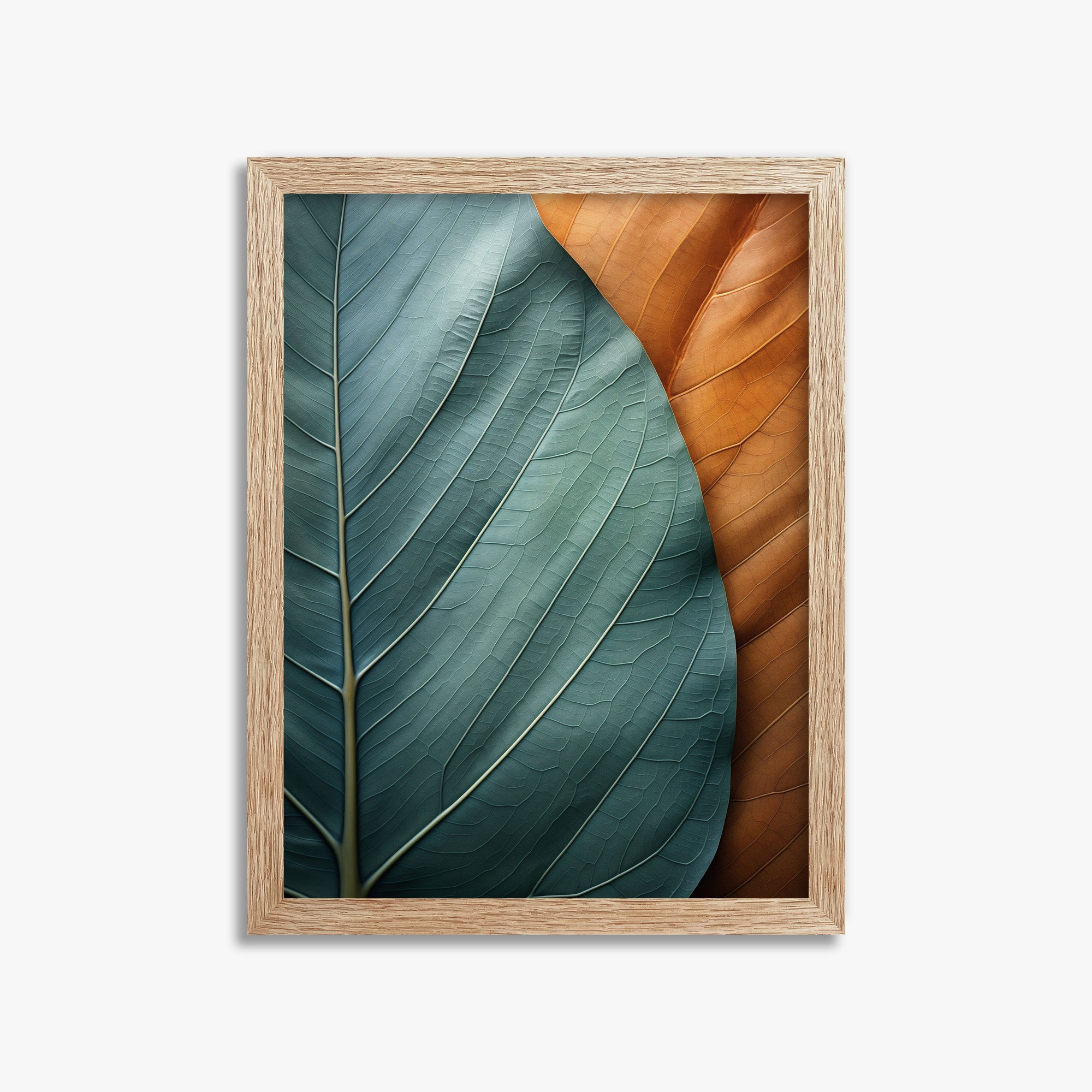 Autumn Symphony Leaves, 30x40cm Framed Poster With Raw Oak Frame