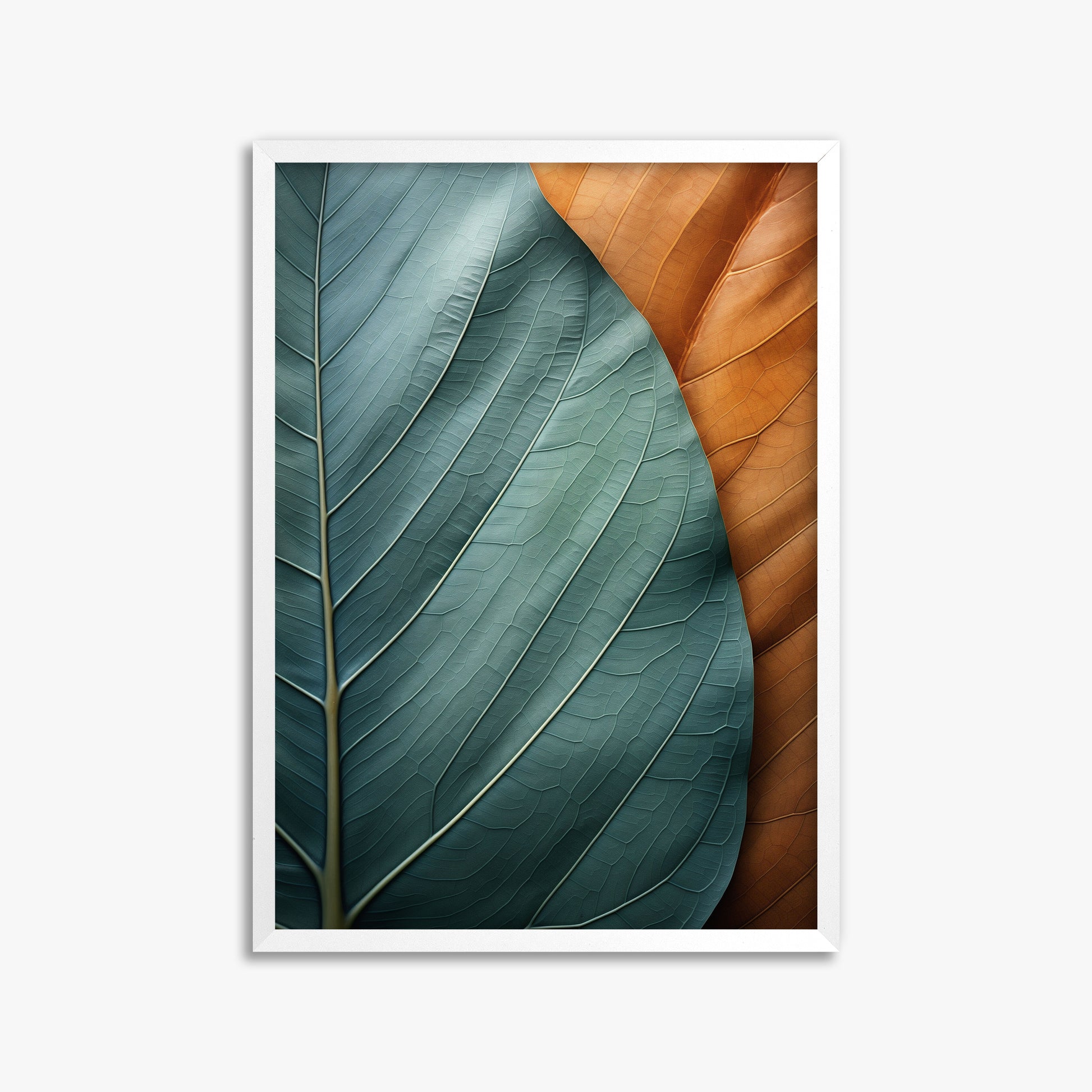 Autumn Symphony Leaves, 50x70cm Framed Poster With White Frame