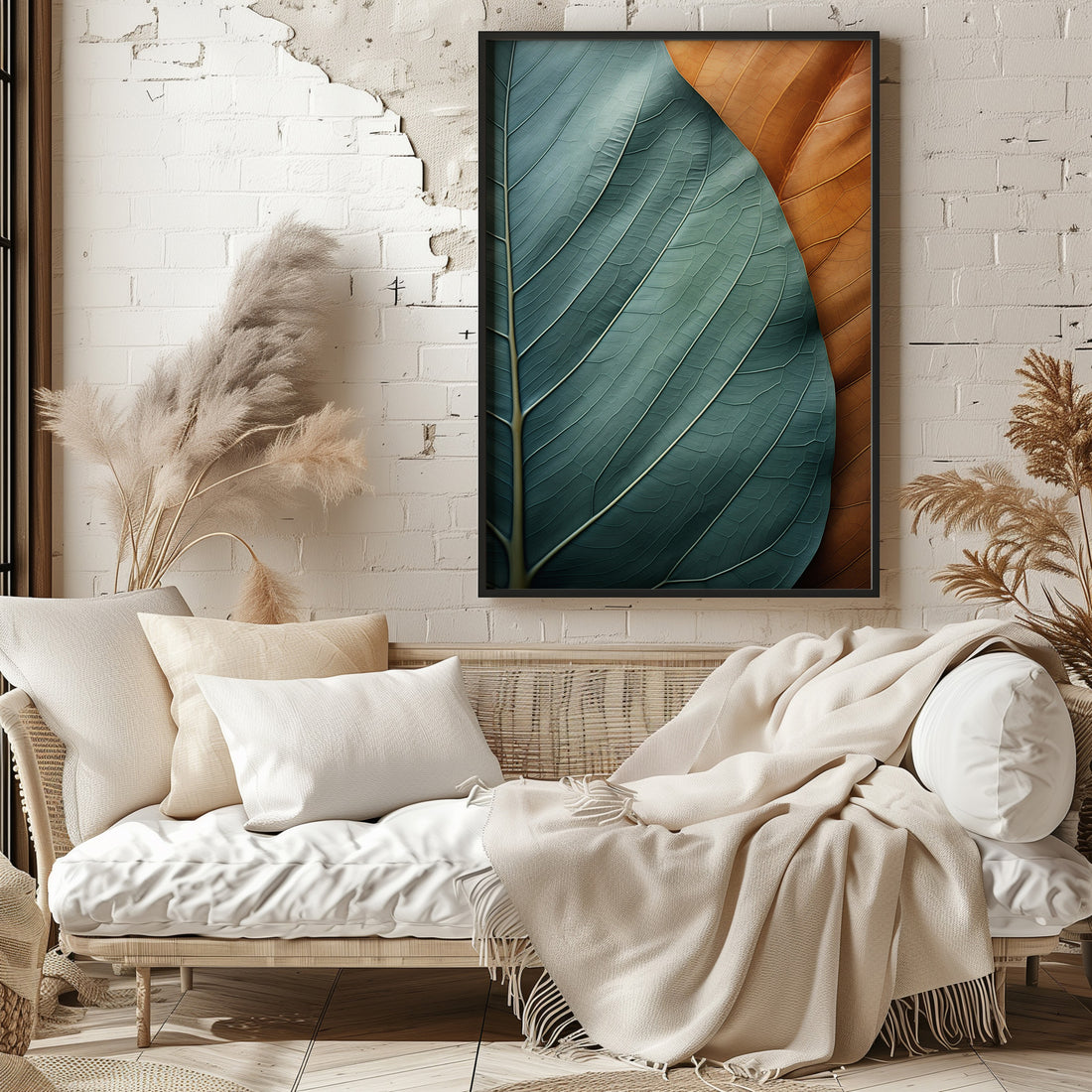 Autumn Symphony Leaves, 50x70cm Framed Poster With Black Frame