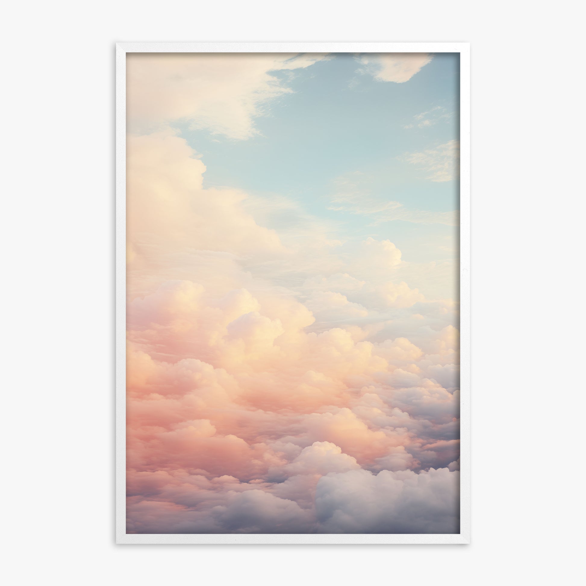 Celestial Cotton Candy, White Framed Poster With White Frame