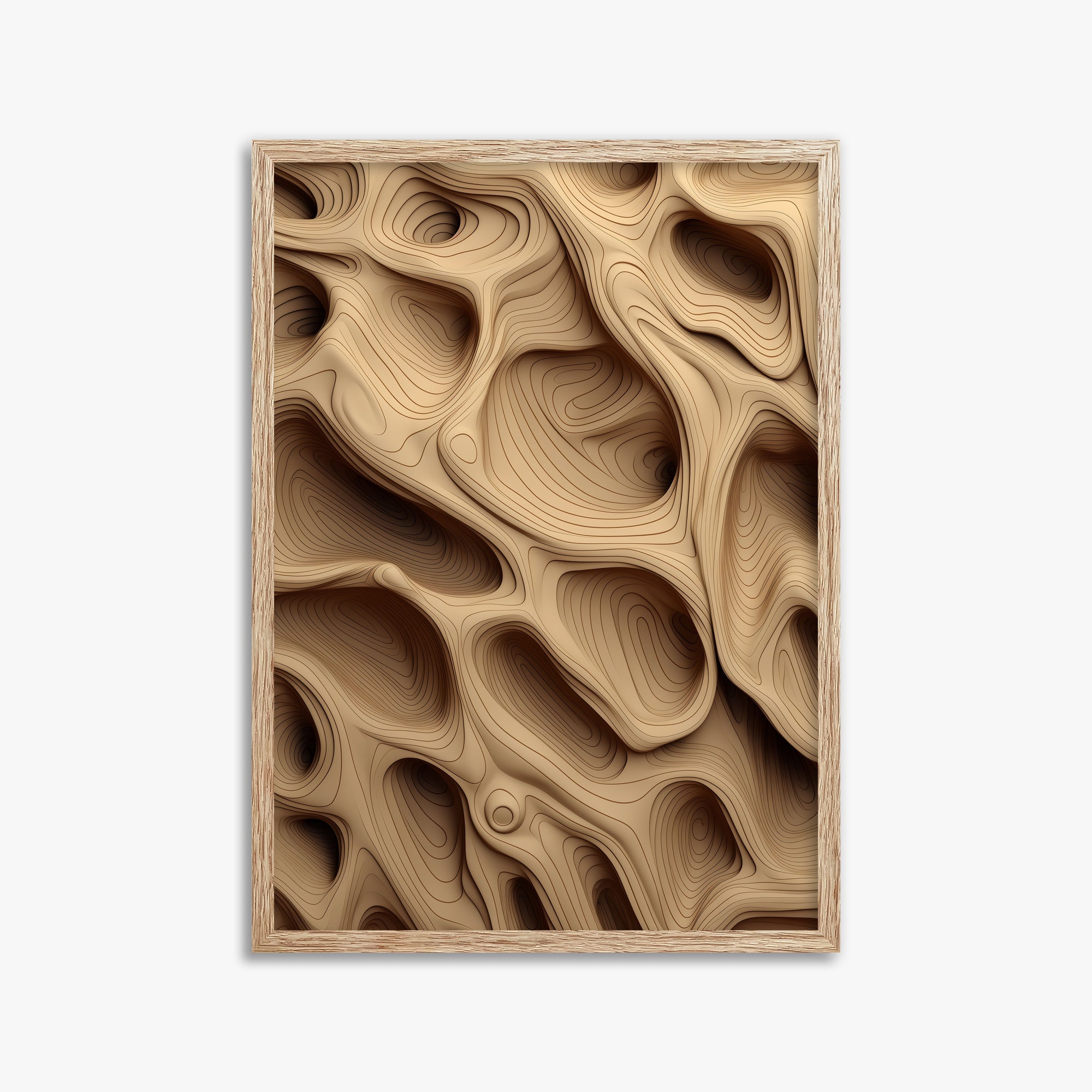 Woodland Caves, 50x70cm Framed Poster With Raw Oak Frame