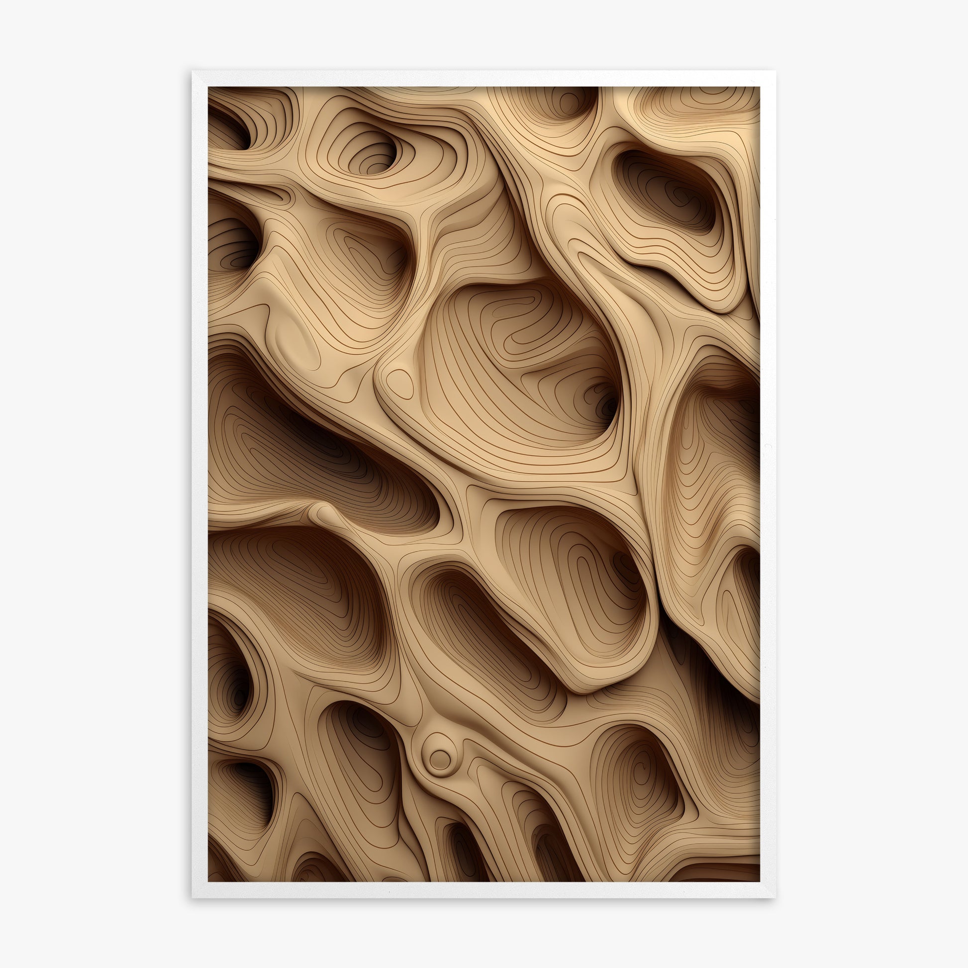 Woodland Caves, White Framed Poster With White Frame