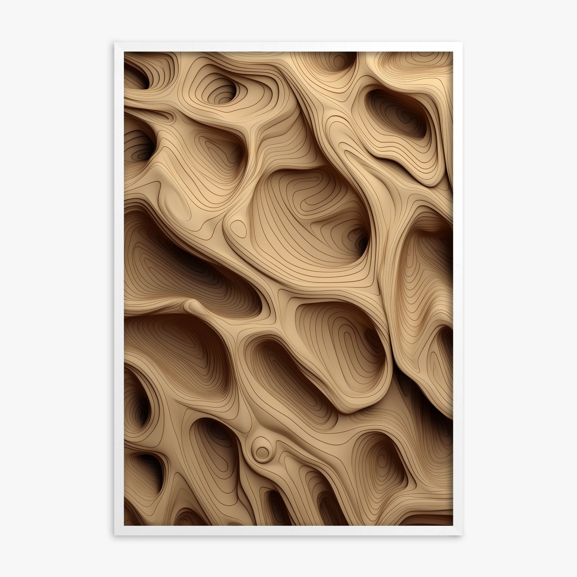 Woodland Caves, White Framed Poster With White Frame