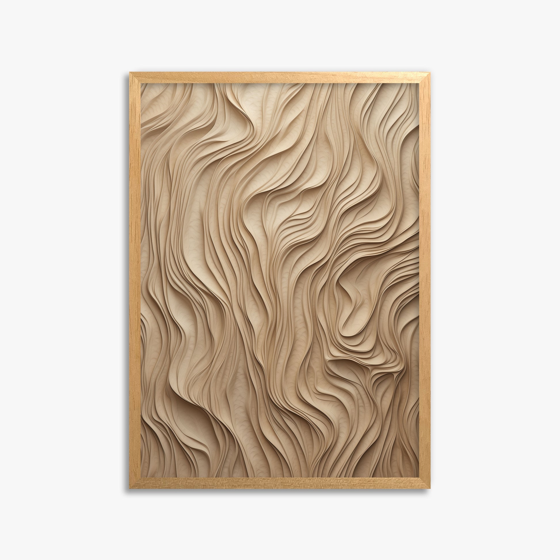 Golden Waves, 50x70cm Framed Poster With Oak Frame