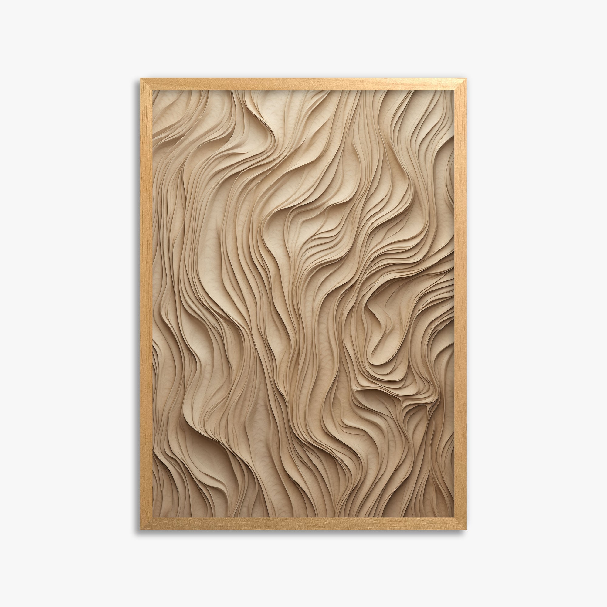 Golden Waves, 50x70cm Framed Poster With Oak Frame