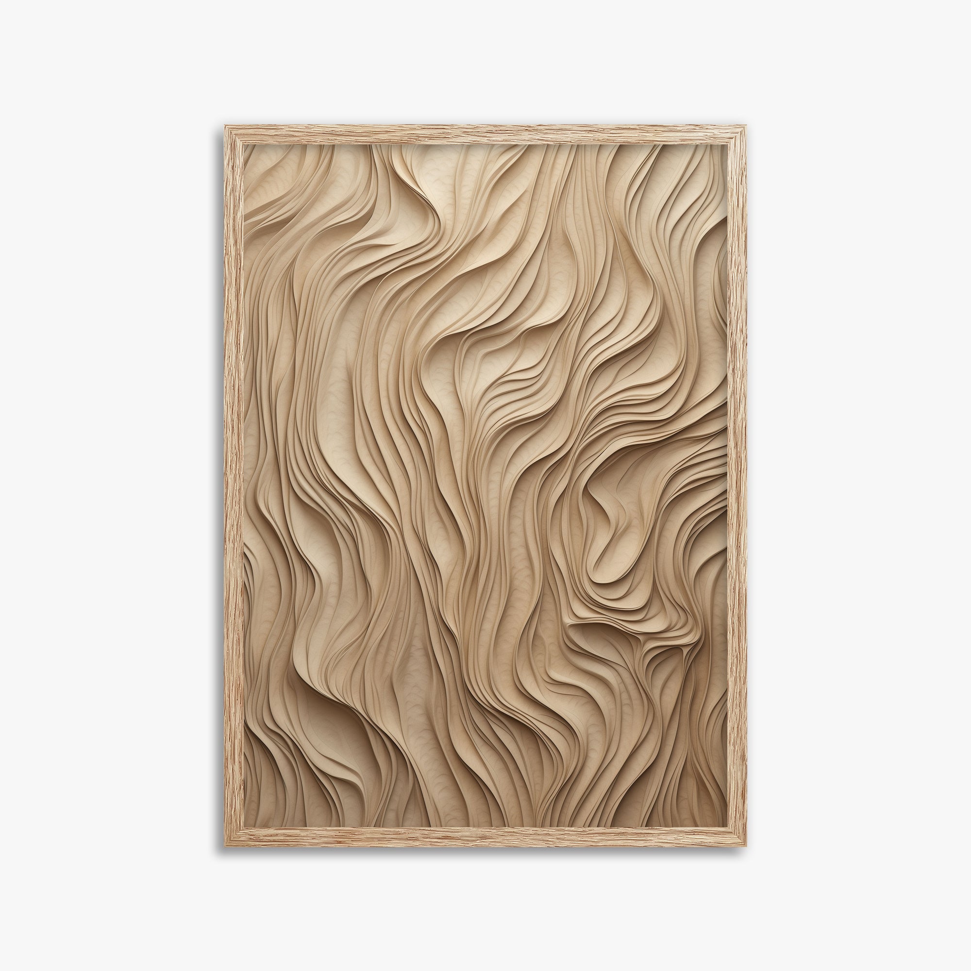 Golden Waves, 50x70cm Framed Poster With Raw Oak Frame