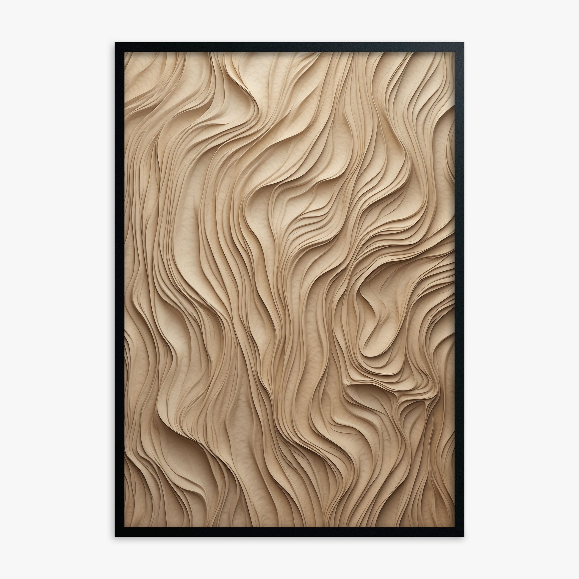 Golden Waves, Black Framed Poster With Black Frame