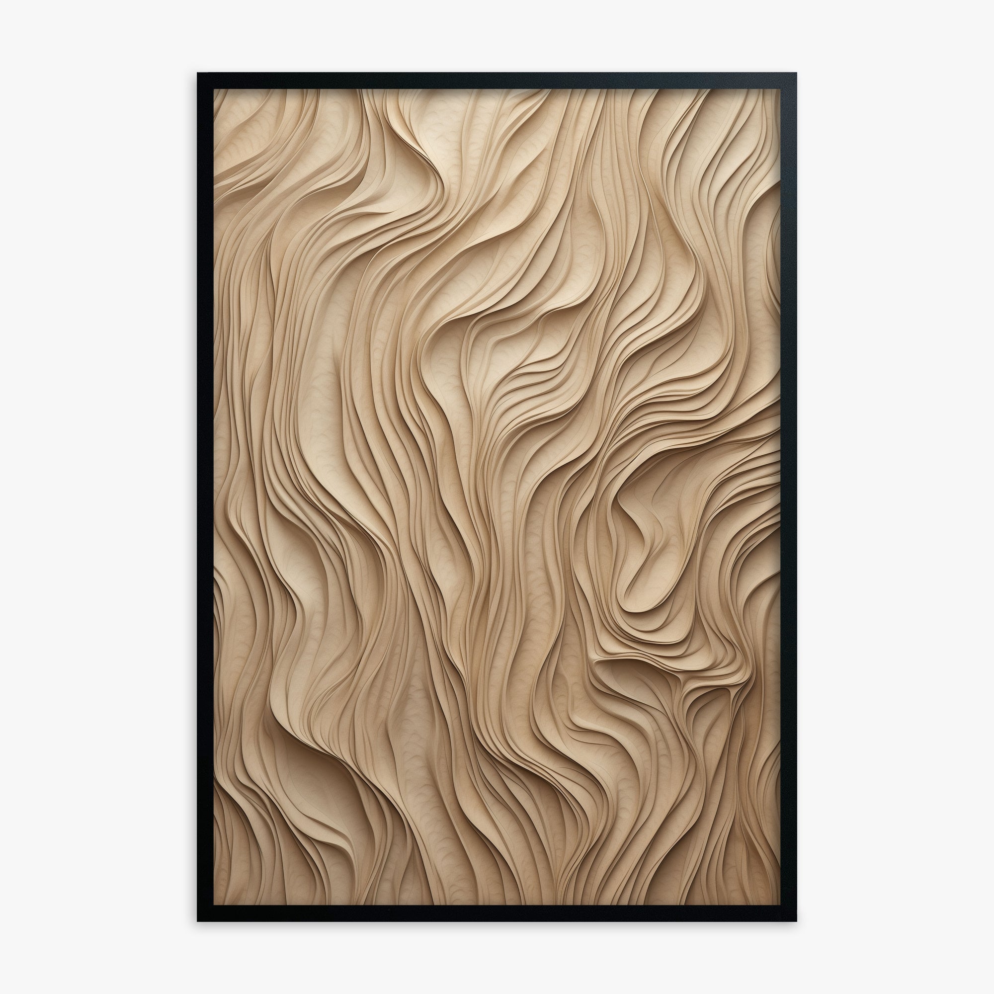 Golden Waves, Black Framed Poster With Black Frame