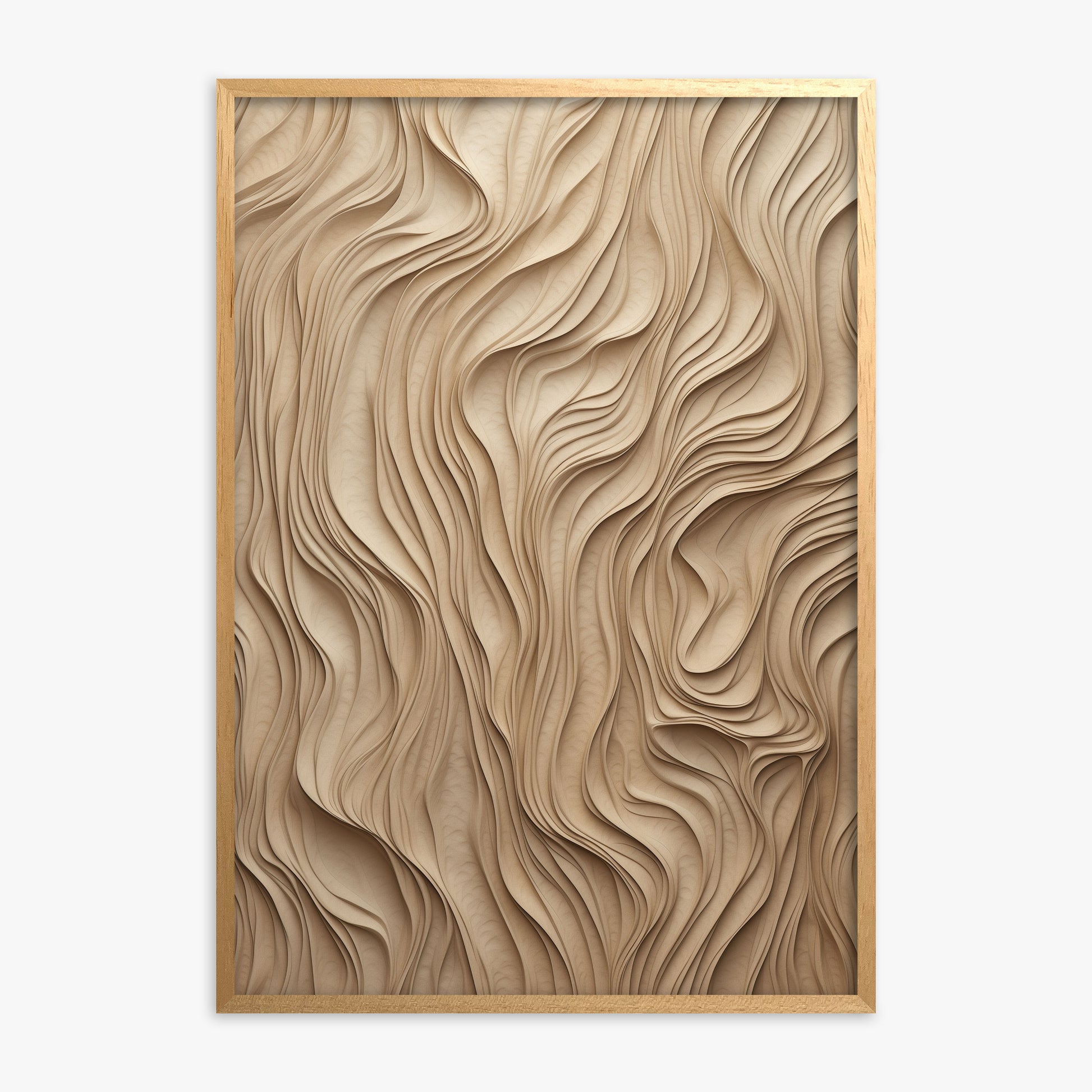 Golden Waves, Oak Framed Poster With Oak Frame