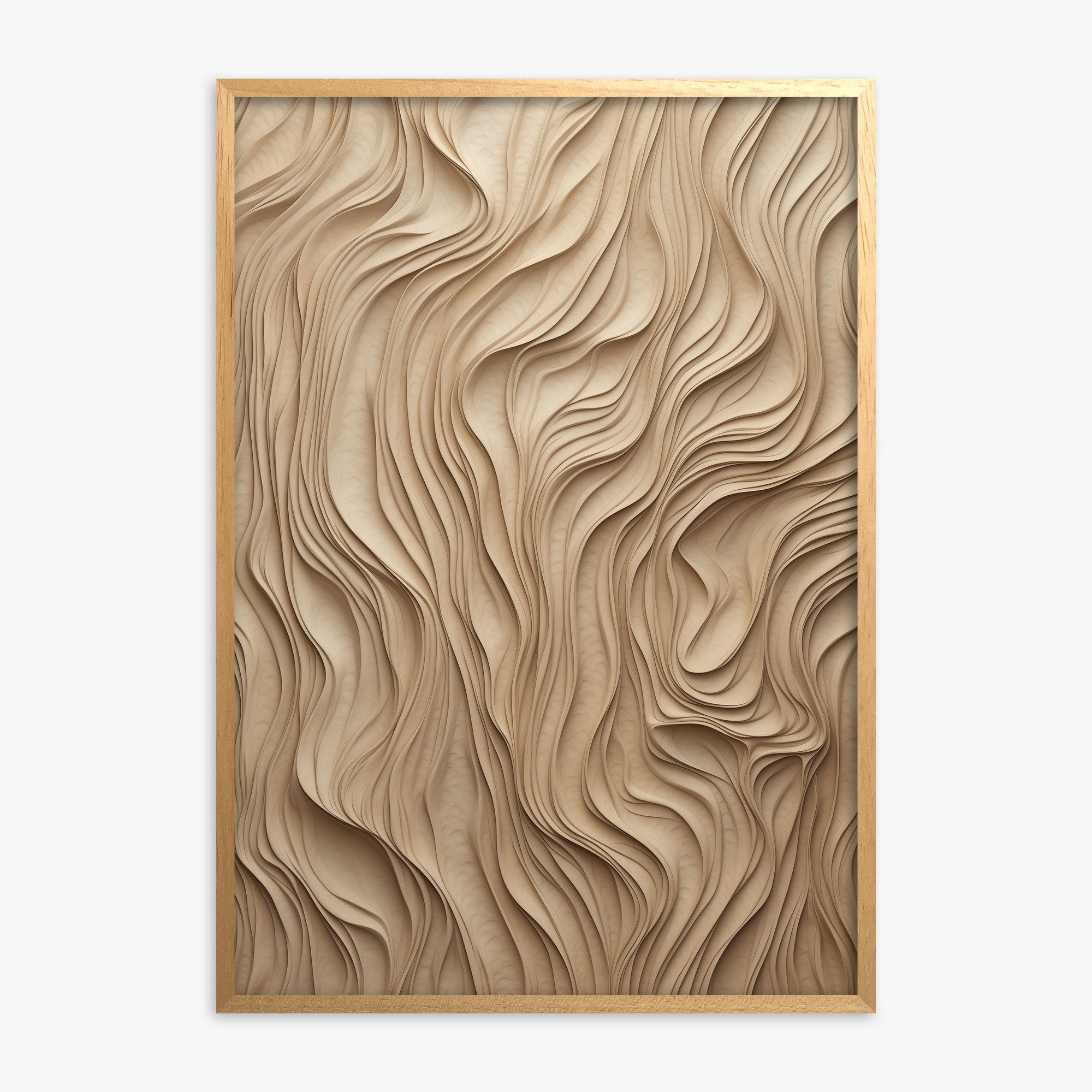 Golden Waves, Oak Framed Poster With Oak Frame