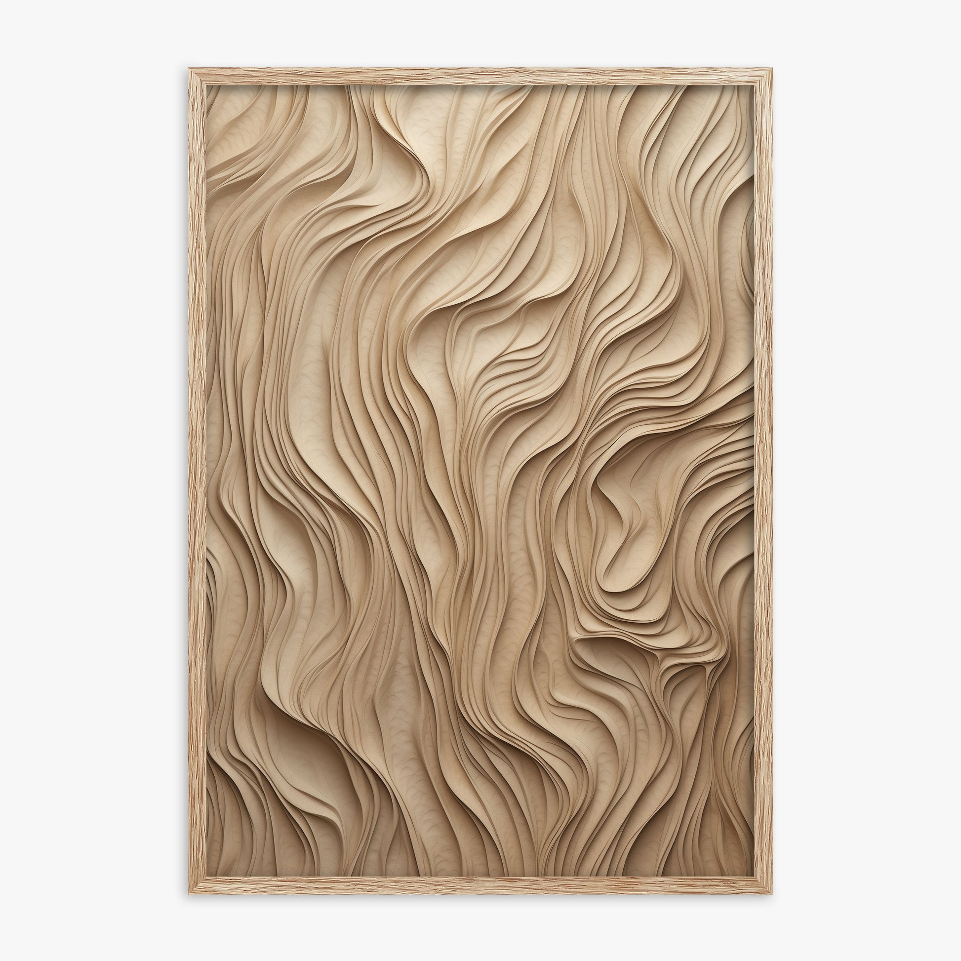 Golden Waves, 70x100cm Framed Poster With Raw Oak Frame