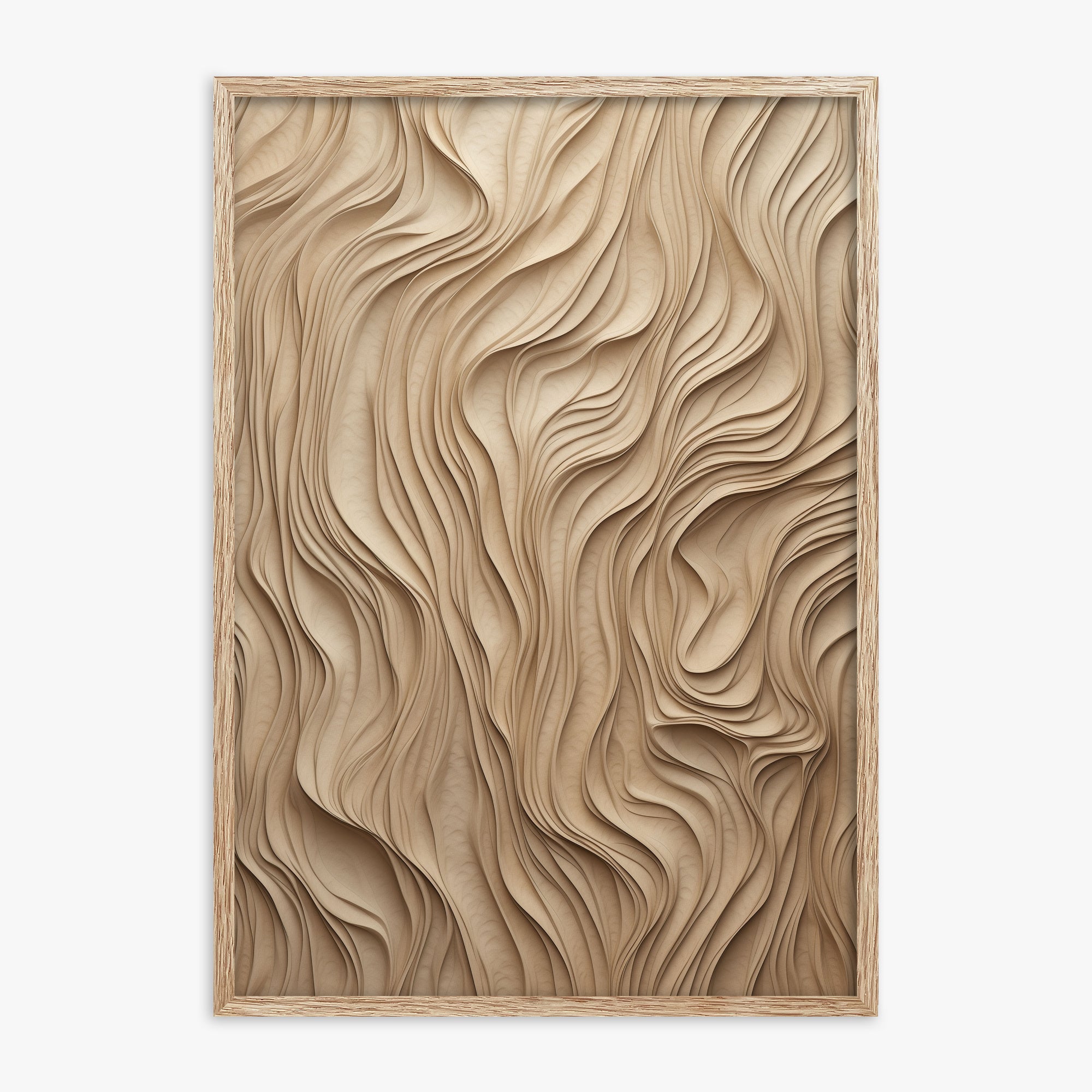 Golden Waves, 70x100cm Framed Poster With Raw Oak Frame