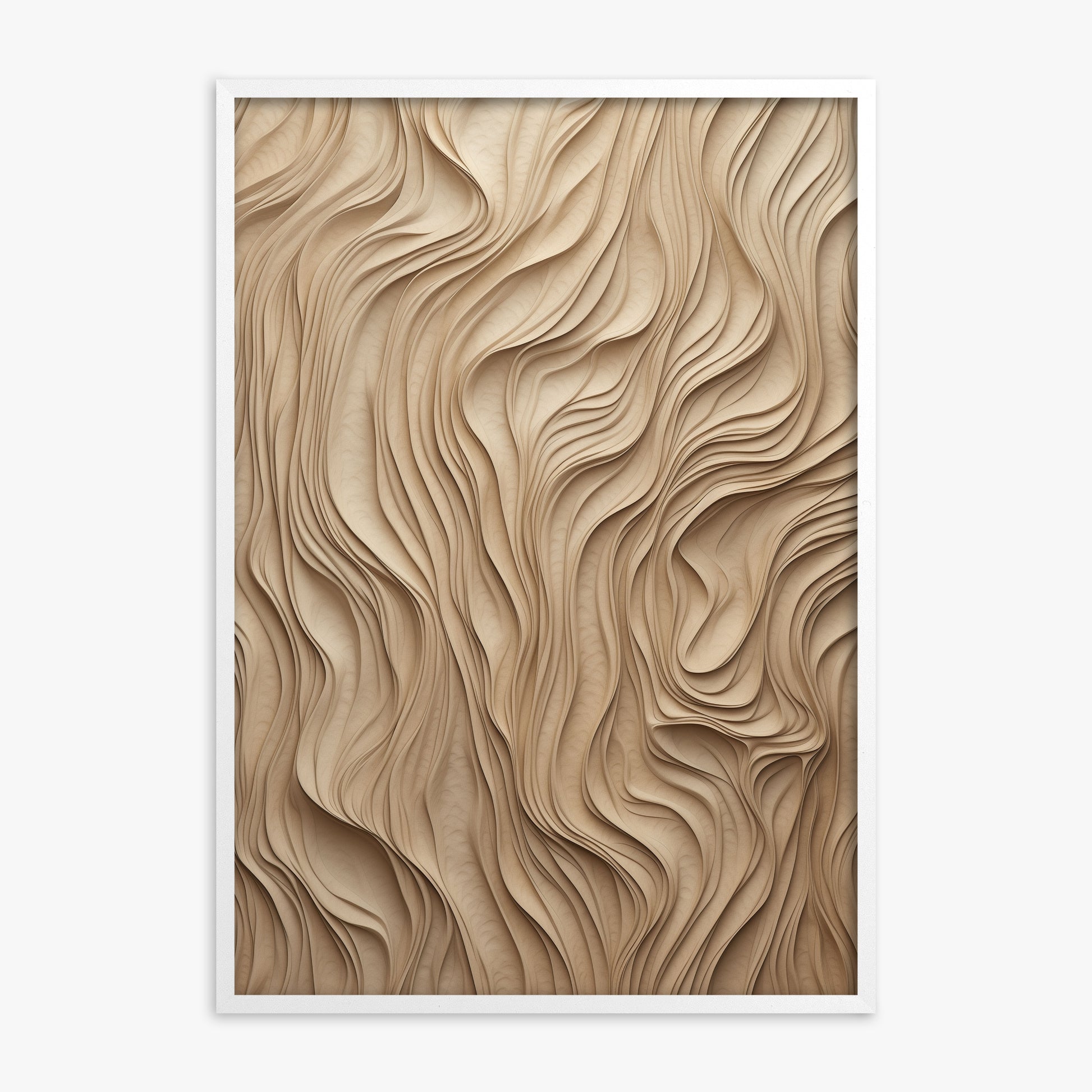 Golden Waves, White Framed Poster With White Frame