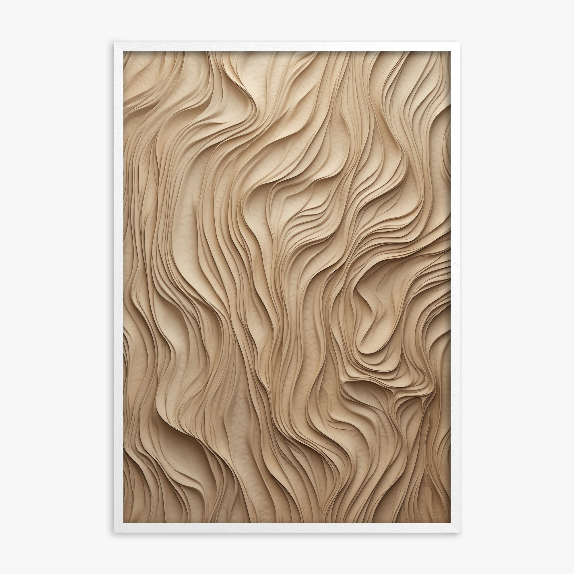 Golden Waves, White Framed Poster With White Frame