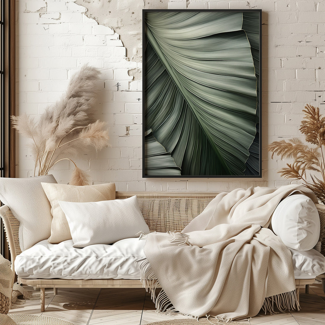Palm Canopy, 50x70cm Framed Poster With Black Frame
