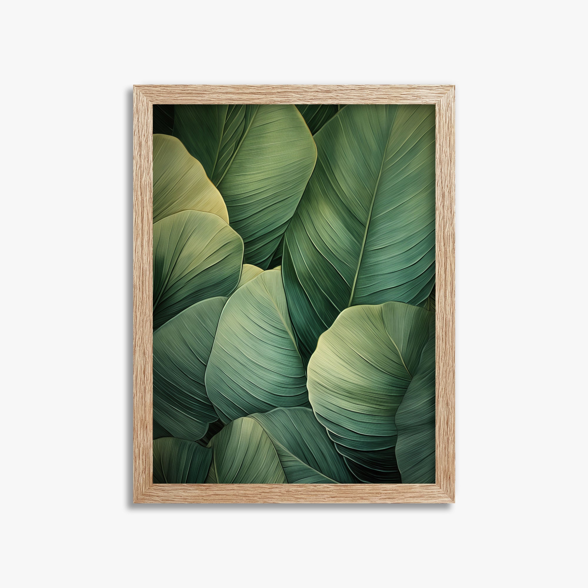Emerald Tropics, 30x40cm Framed Art Reproduction With Raw Oak Frame