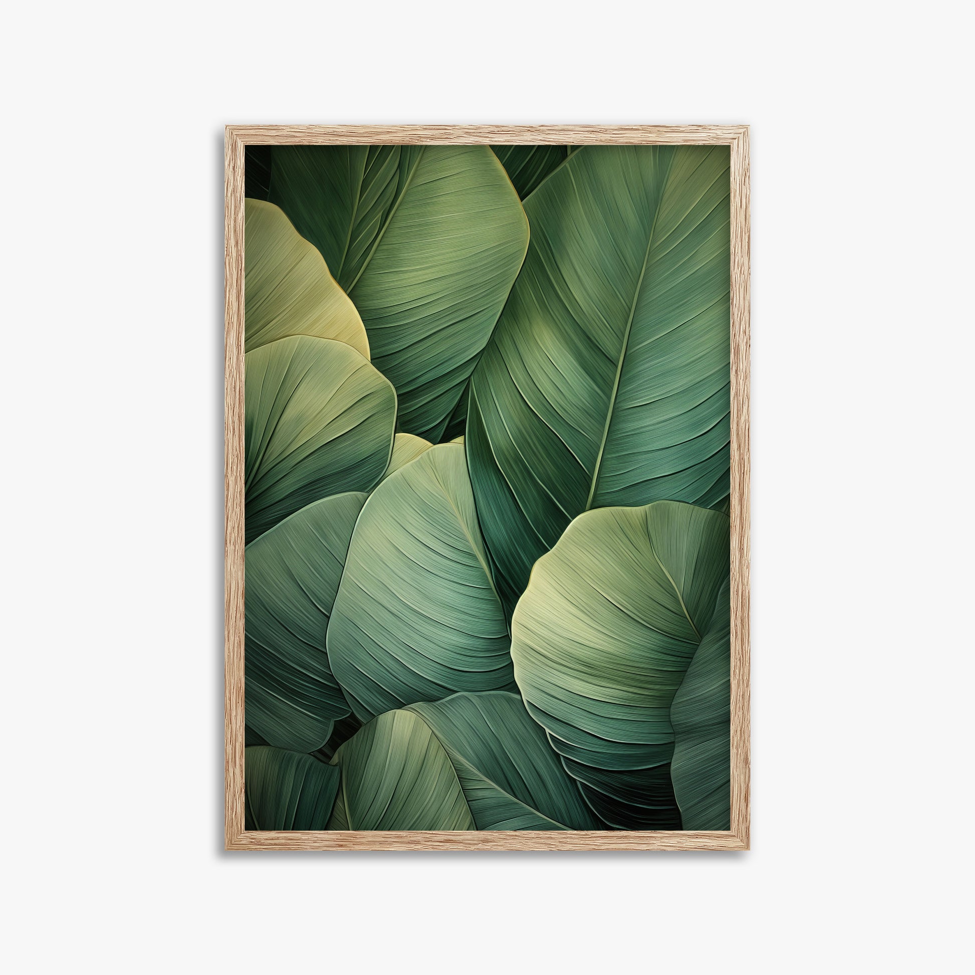 Emerald Tropics, 50x70cm Framed Art Reproduction With Raw Oak Frame