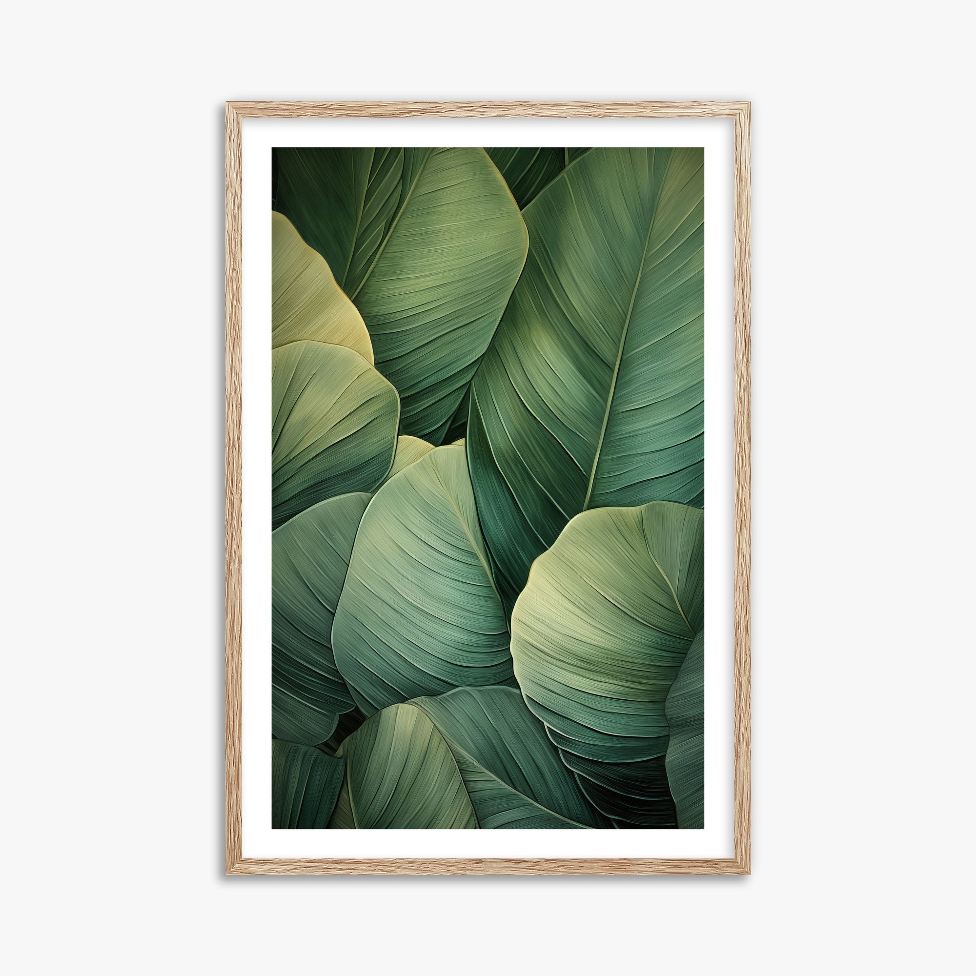 Emerald Tropics, 61x91cm Framed Art Reproduction With Raw Oak Frame