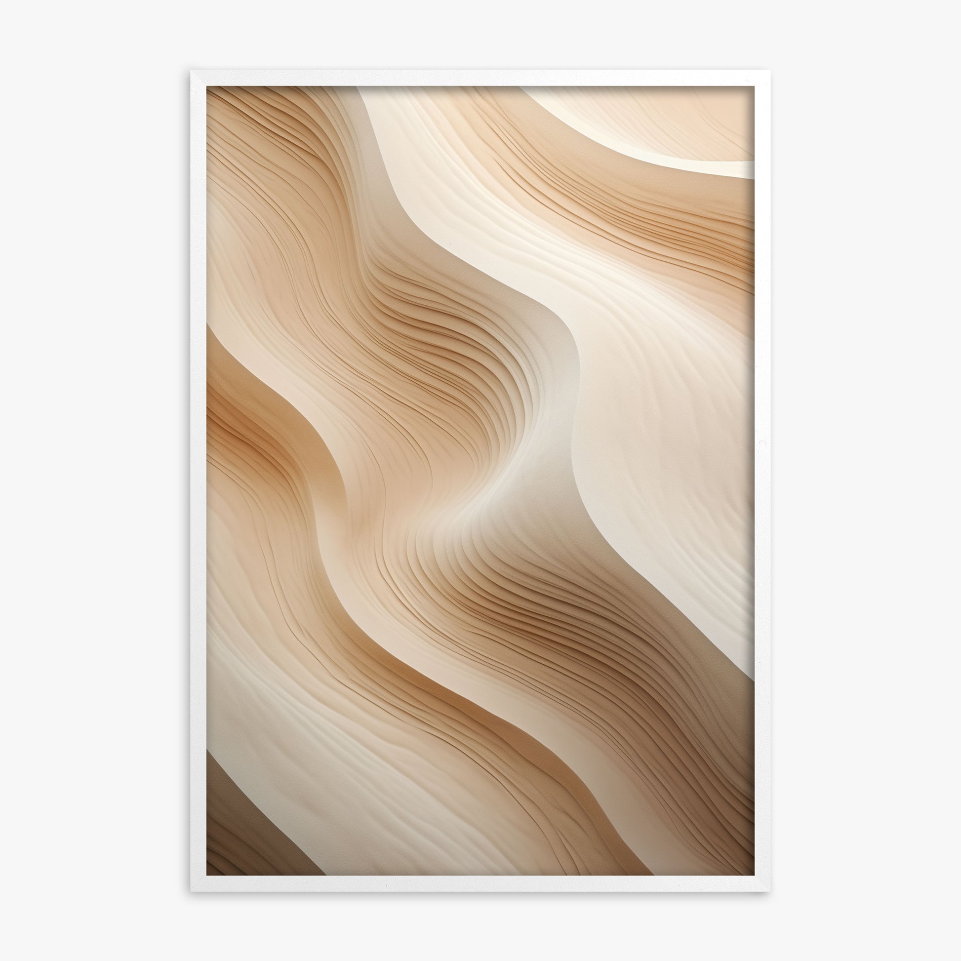 Silken Dunes, White Framed Poster With White Frame