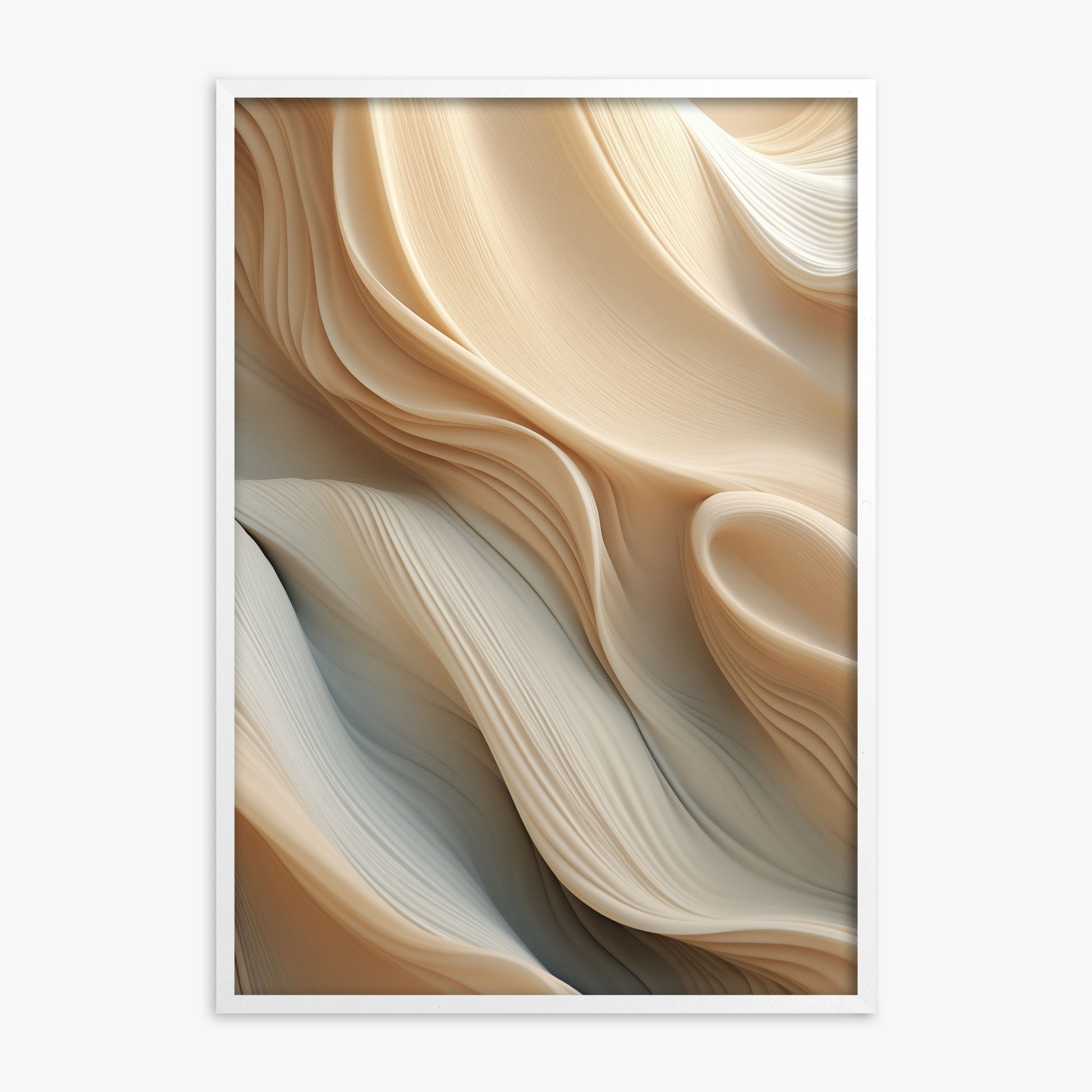 Silk Cascade, White Framed Poster With White Frame