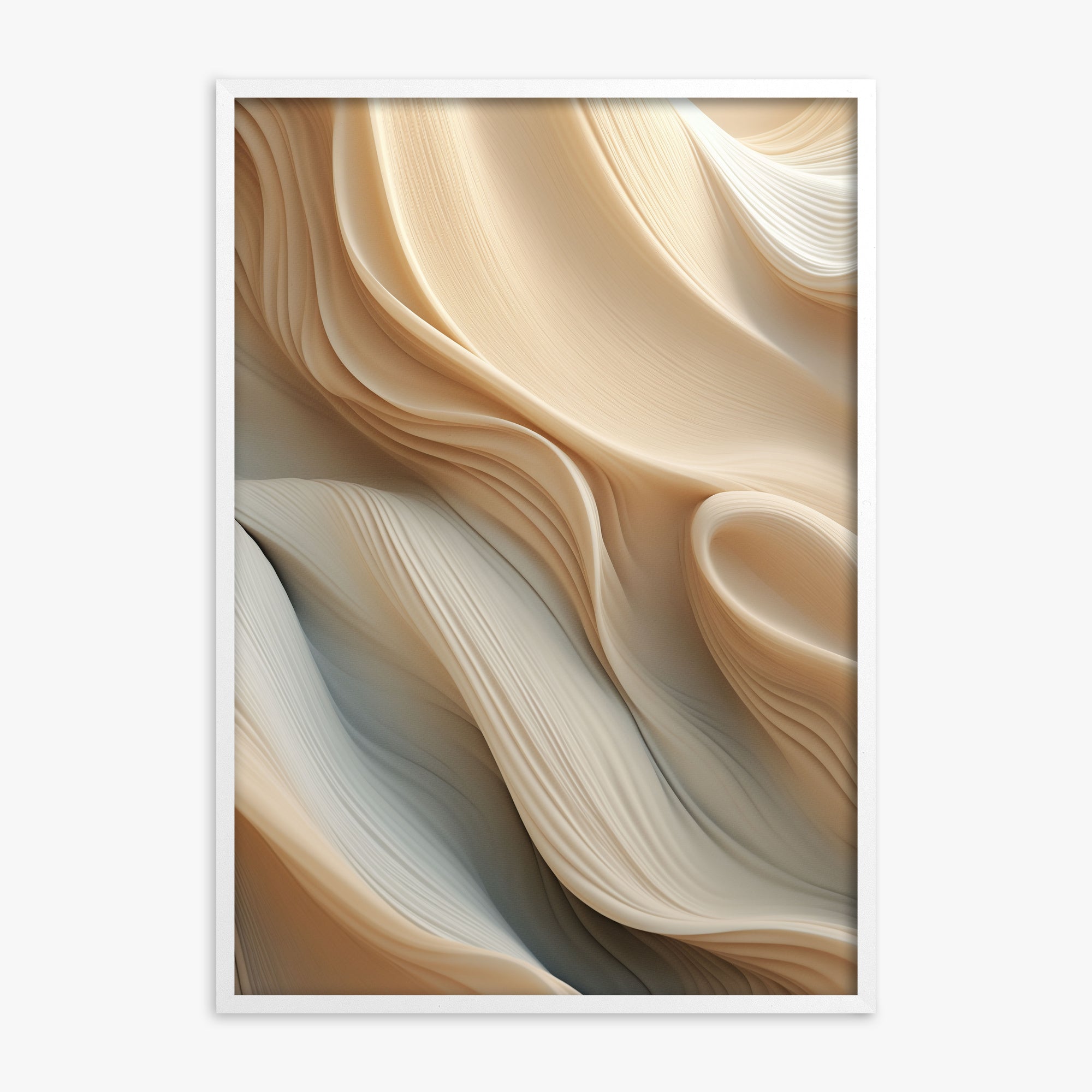 Silk Cascade, White Framed Poster With White Frame