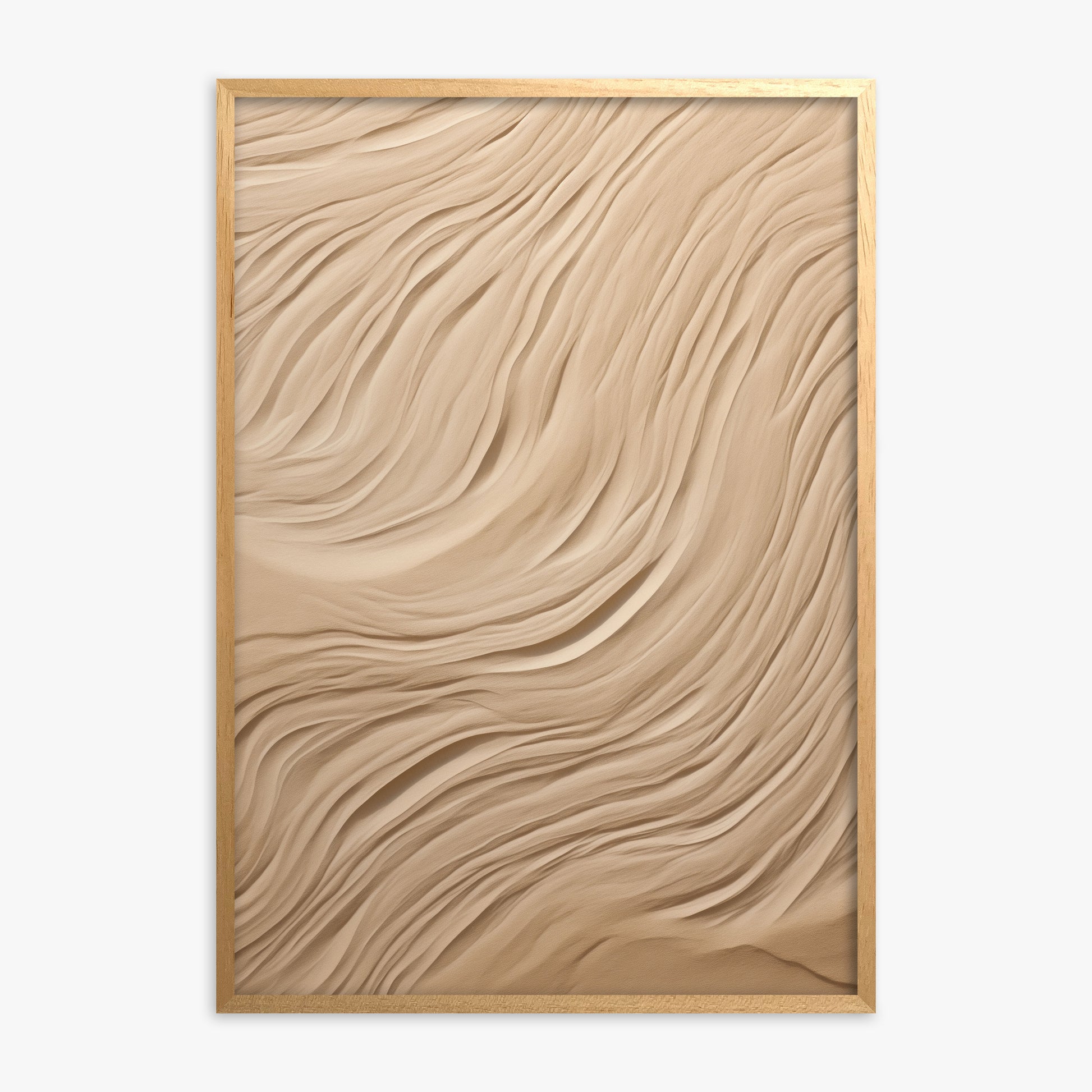 Desert Dunes Ripple, Oak Framed Poster With Oak Frame