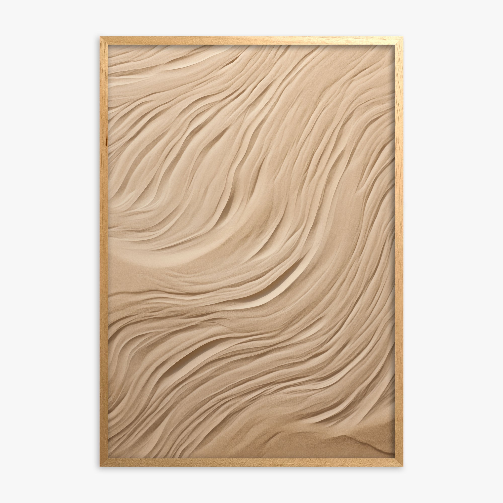 Desert Dunes Ripple, Oak Framed Poster With Oak Frame