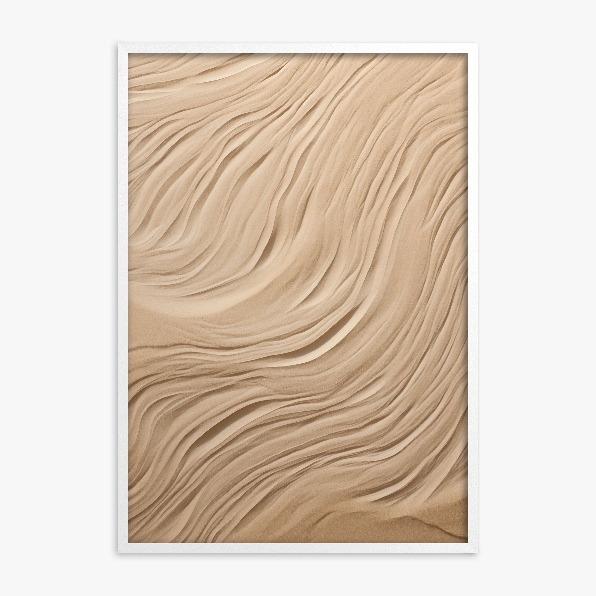 Desert Dunes Ripple, White Framed Poster With White Frame