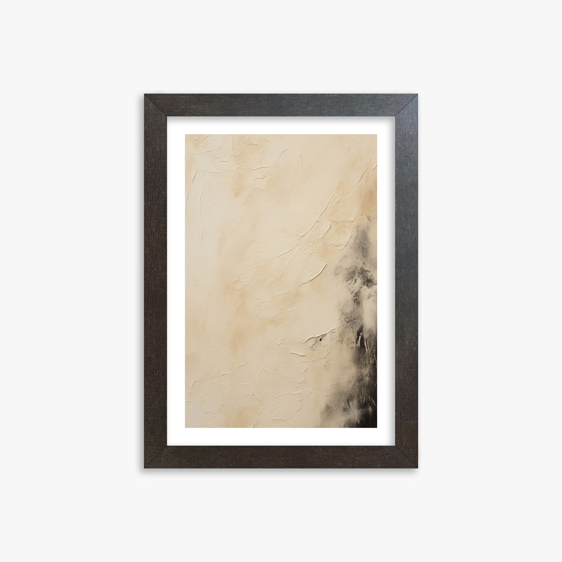 Ivory Mist Abstract, 21x30cm Framed Art Reproduction With Espresso Frame