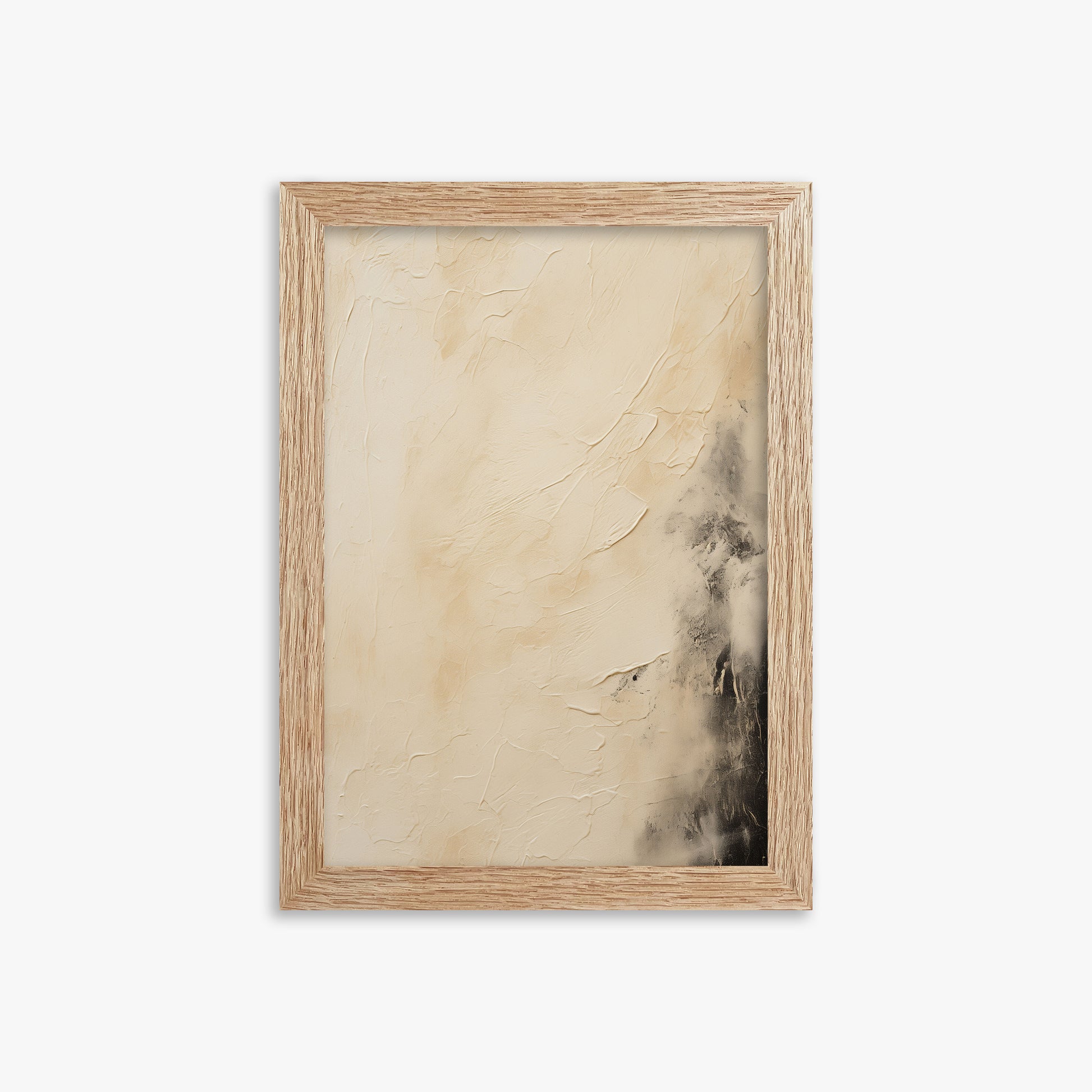 Ivory Mist Abstract, 21x30cm Framed Art Reproduction With Raw Oak Frame