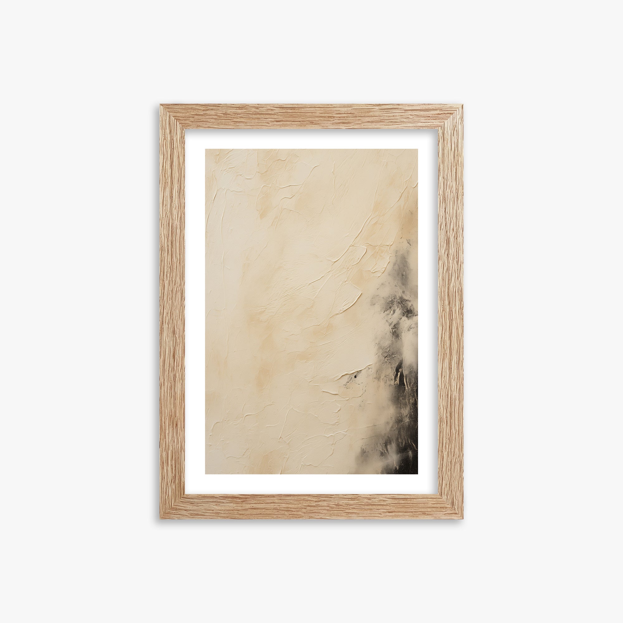 Ivory Mist Abstract, 21x30cm Framed Art Reproduction With Raw Oak Frame