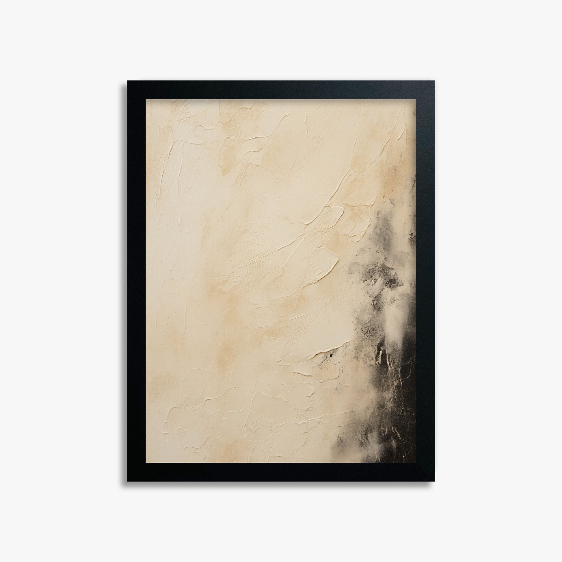 Ivory Mist Abstract, 30x40cm Framed Poster With Black Frame